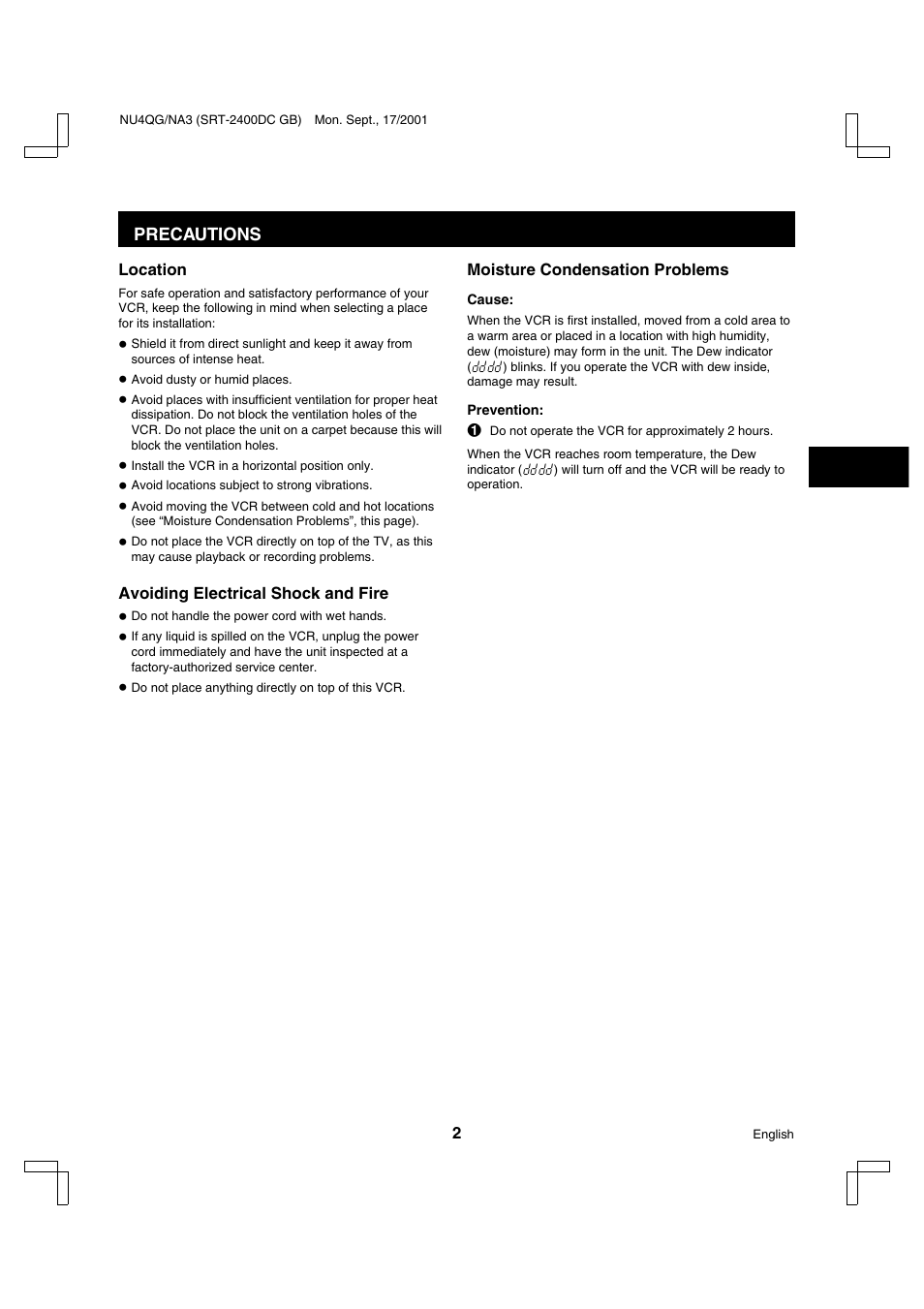 Sanyo SRT-2400DC User Manual | Page 3 / 50
