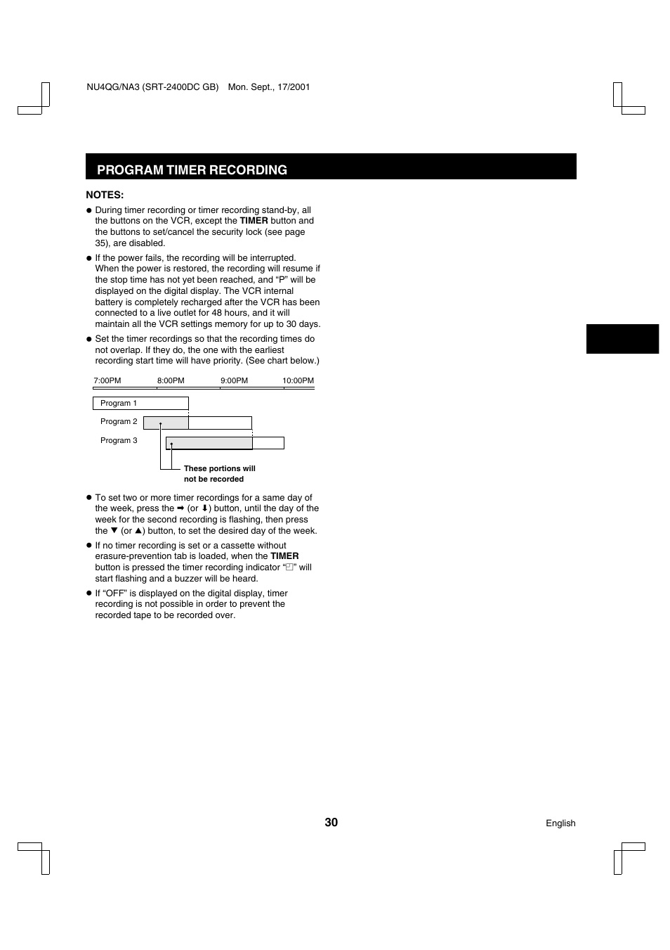 Program timer recording | Sanyo SRT-2400DC User Manual | Page 31 / 50