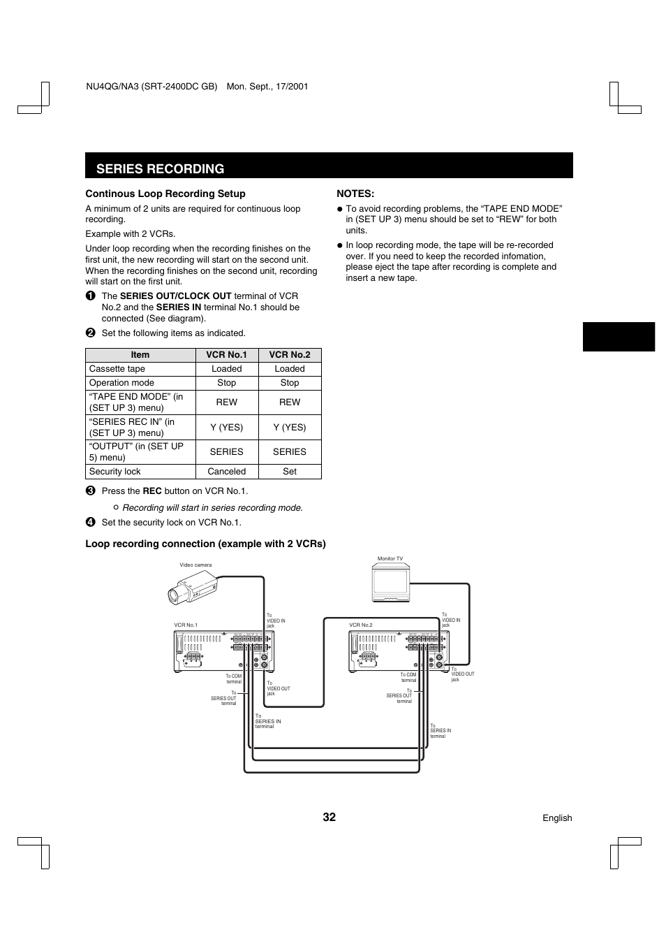 Series recording | Sanyo SRT-2400DC User Manual | Page 33 / 50