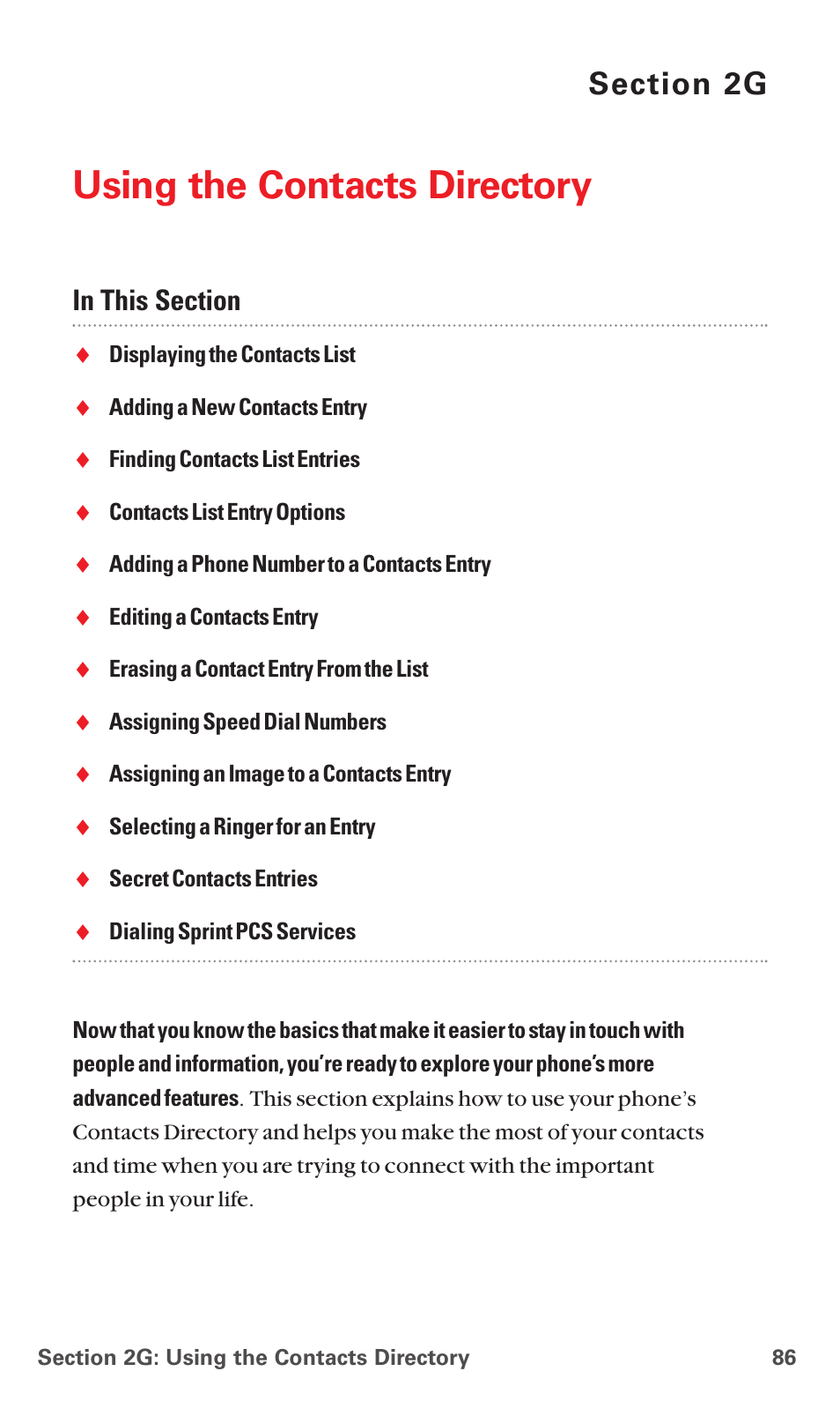 2g. using the contacts directory, Using the contacts directory | Sanyo MM-5600 User Manual | Page 100 / 330