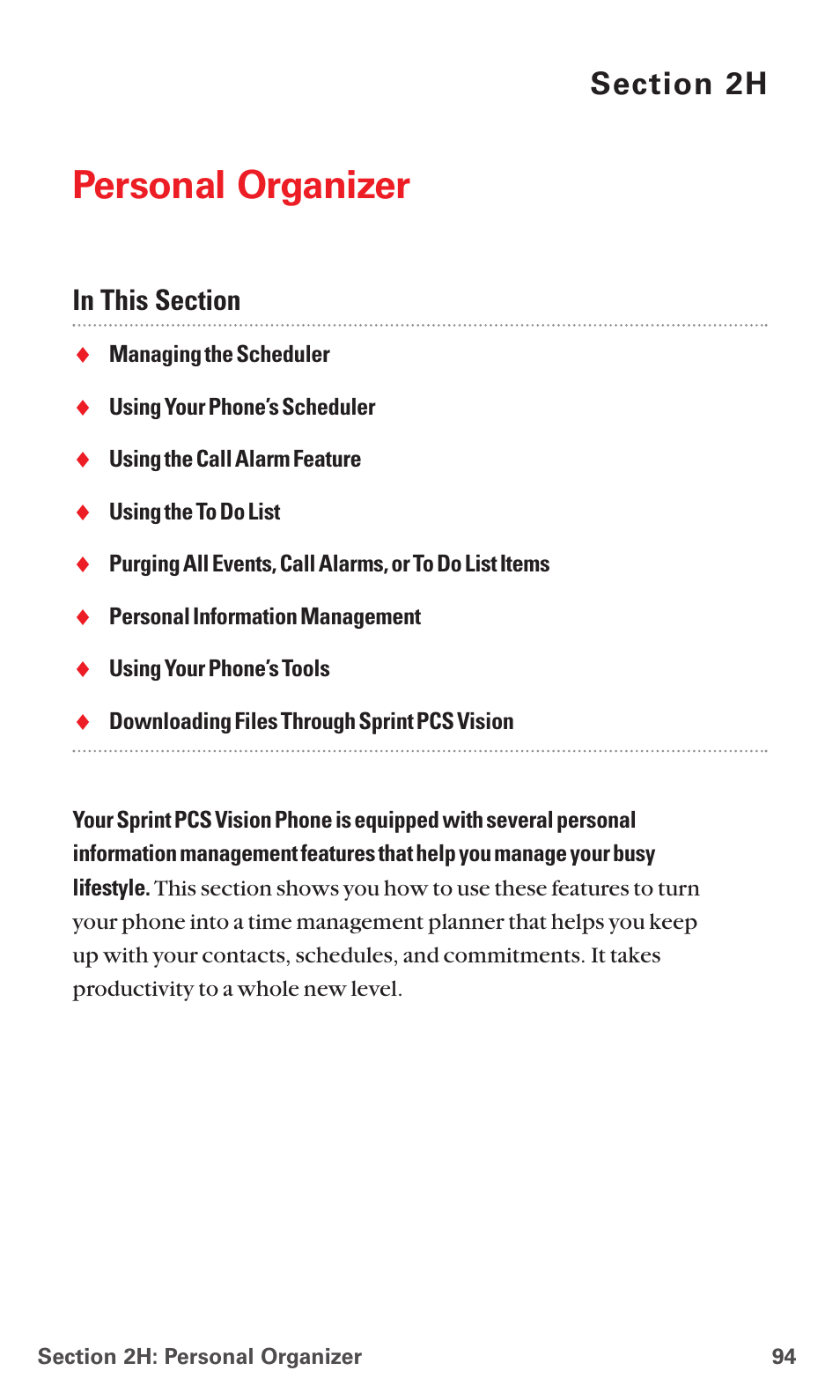 2h. personal organizer, Personal organizer | Sanyo MM-5600 User Manual | Page 108 / 330