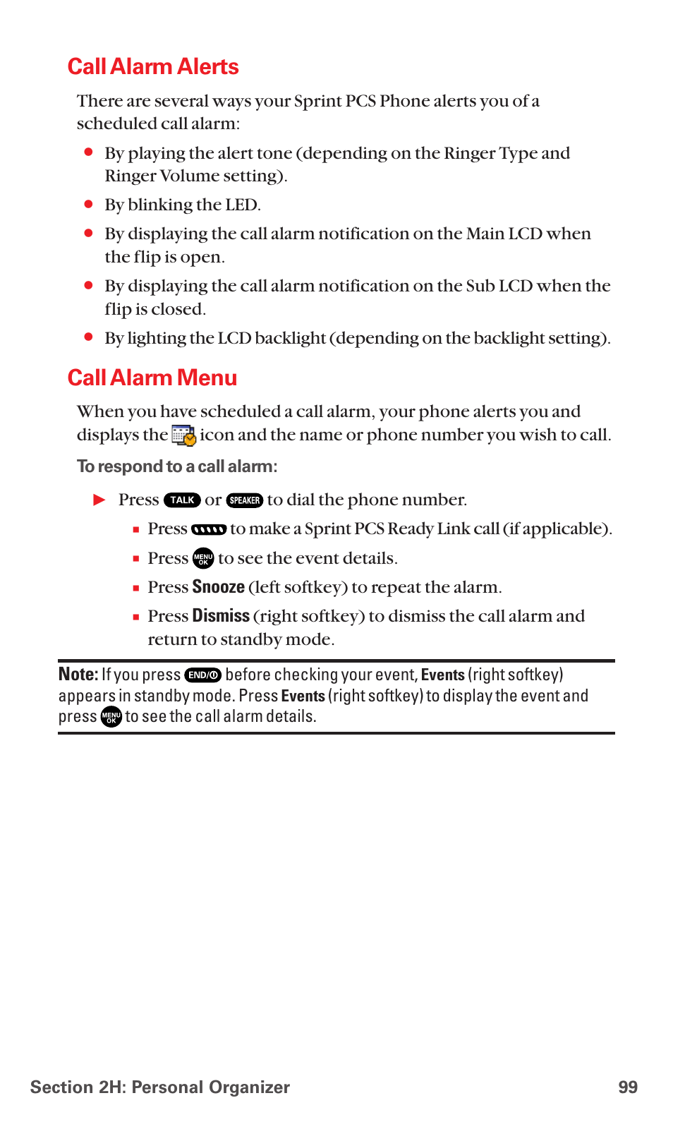 Call alarm alerts, Call alarm menu | Sanyo MM-5600 User Manual | Page 113 / 330