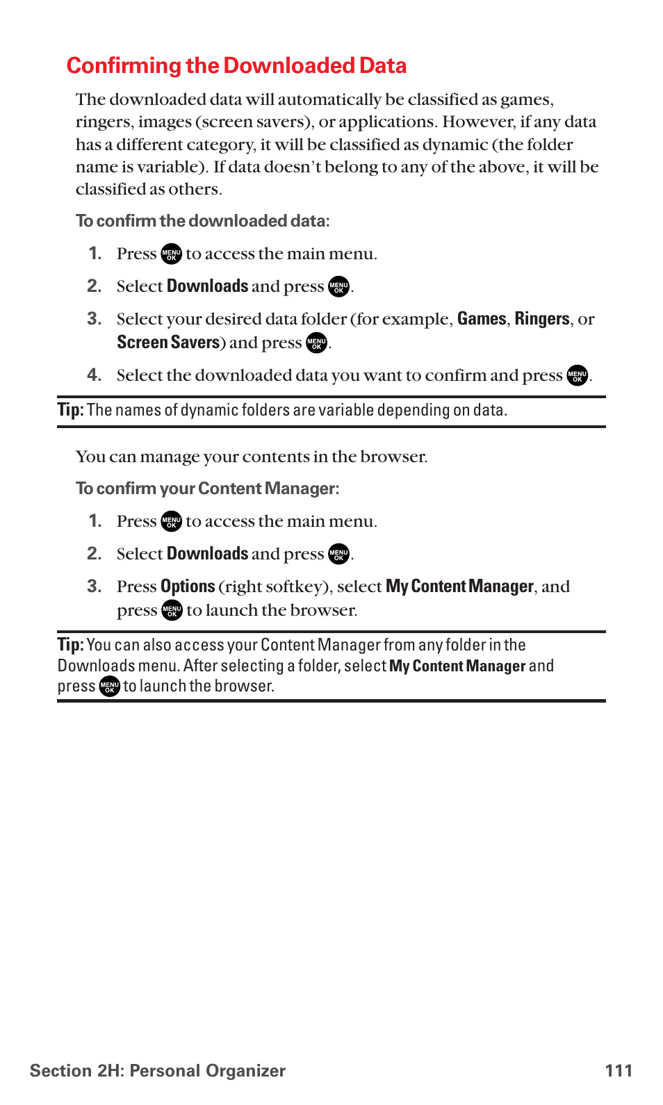 Confirming the downloaded data | Sanyo MM-5600 User Manual | Page 125 / 330