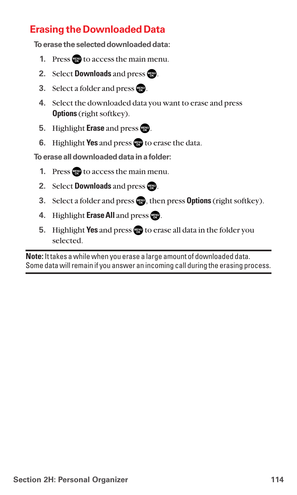 Erasing the downloaded data | Sanyo MM-5600 User Manual | Page 128 / 330