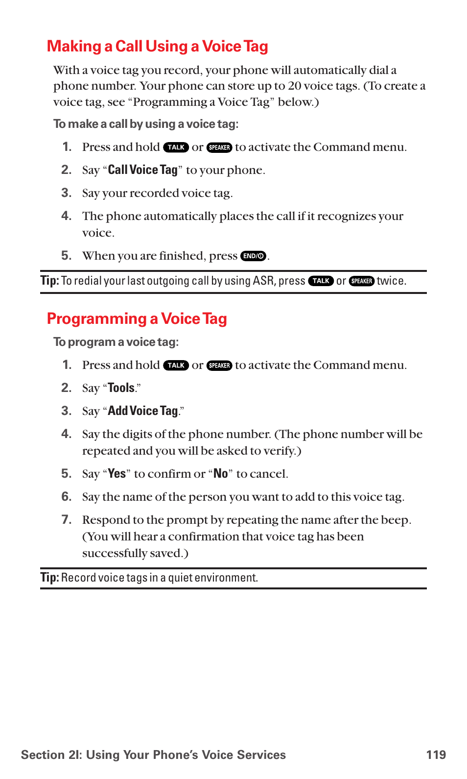 Making a call using a voice tag, Programming a voice tag | Sanyo MM-5600 User Manual | Page 133 / 330