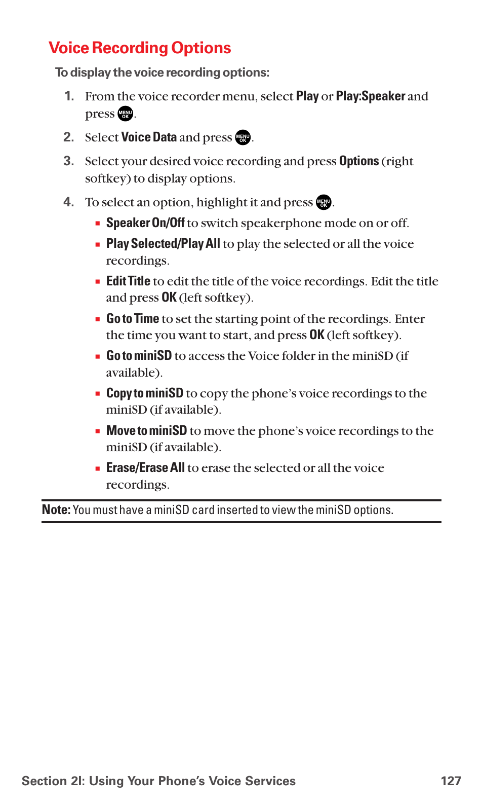 Voice recording options | Sanyo MM-5600 User Manual | Page 141 / 330