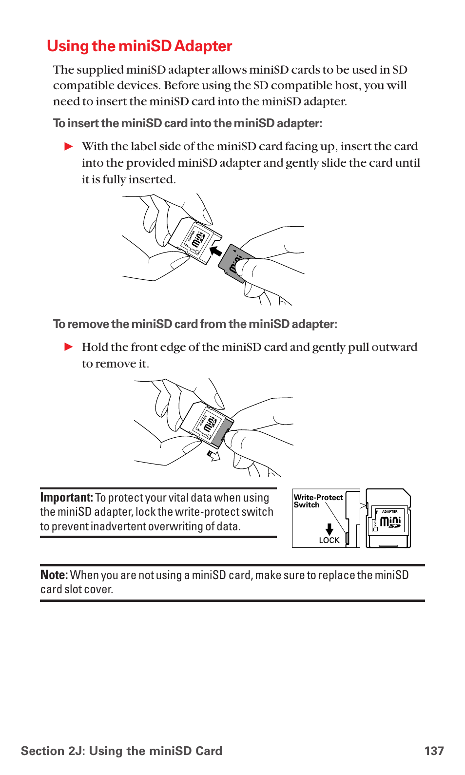 Using the minisd adapter | Sanyo MM-5600 User Manual | Page 151 / 330