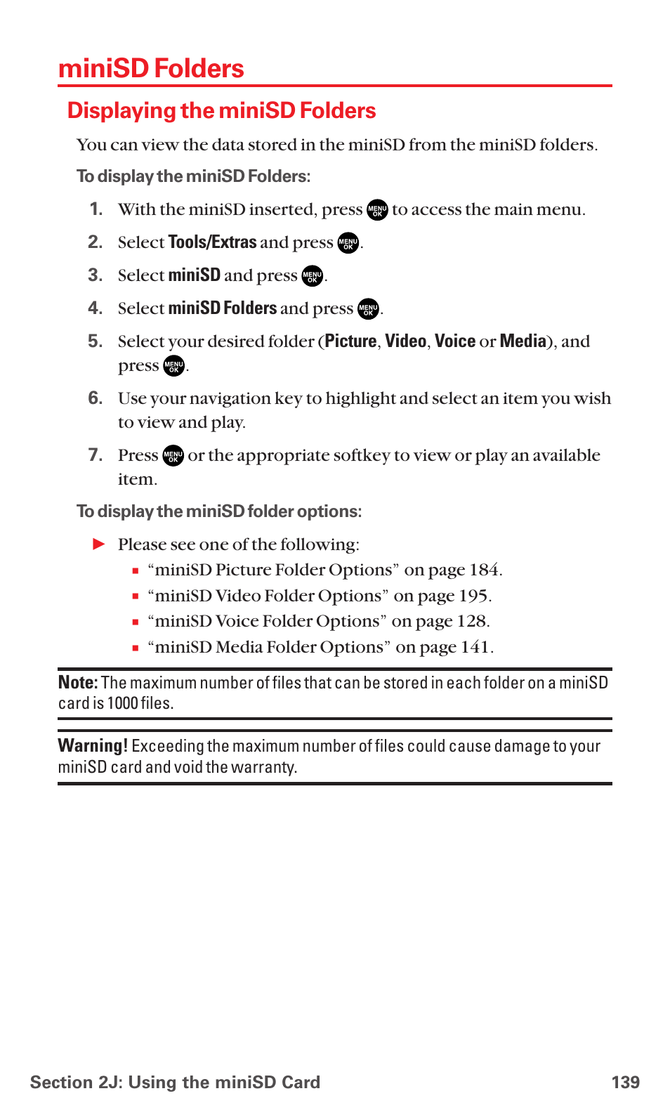 Minisd folders, Displaying the minisd folders | Sanyo MM-5600 User Manual | Page 153 / 330