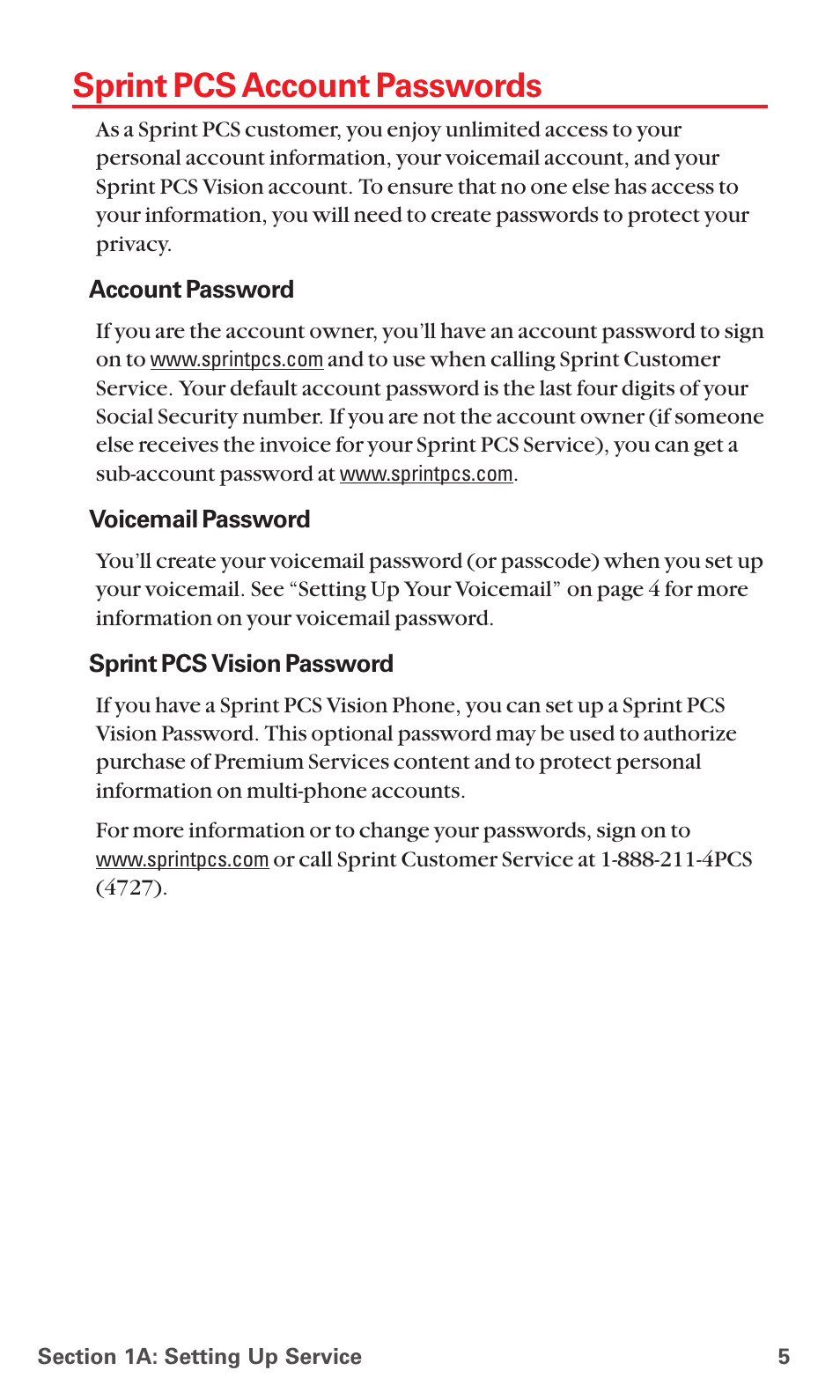 Sprint pcs account passwords | Sanyo MM-5600 User Manual | Page 19 / 330