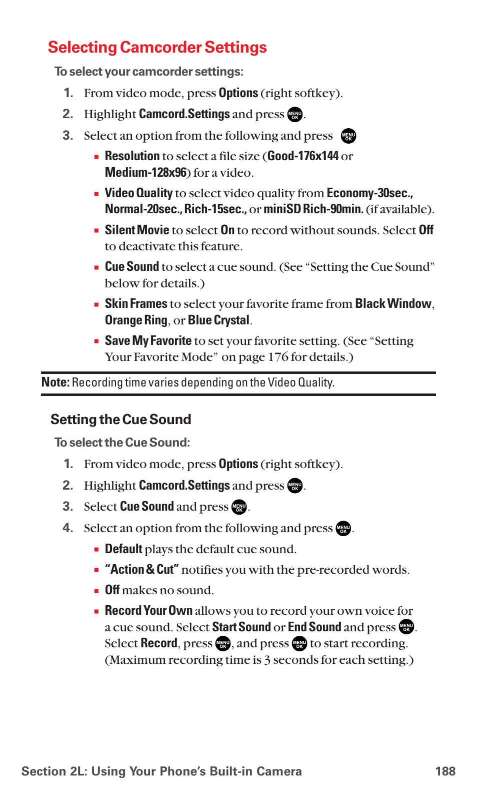 Selecting camcorder settings | Sanyo MM-5600 User Manual | Page 202 / 330
