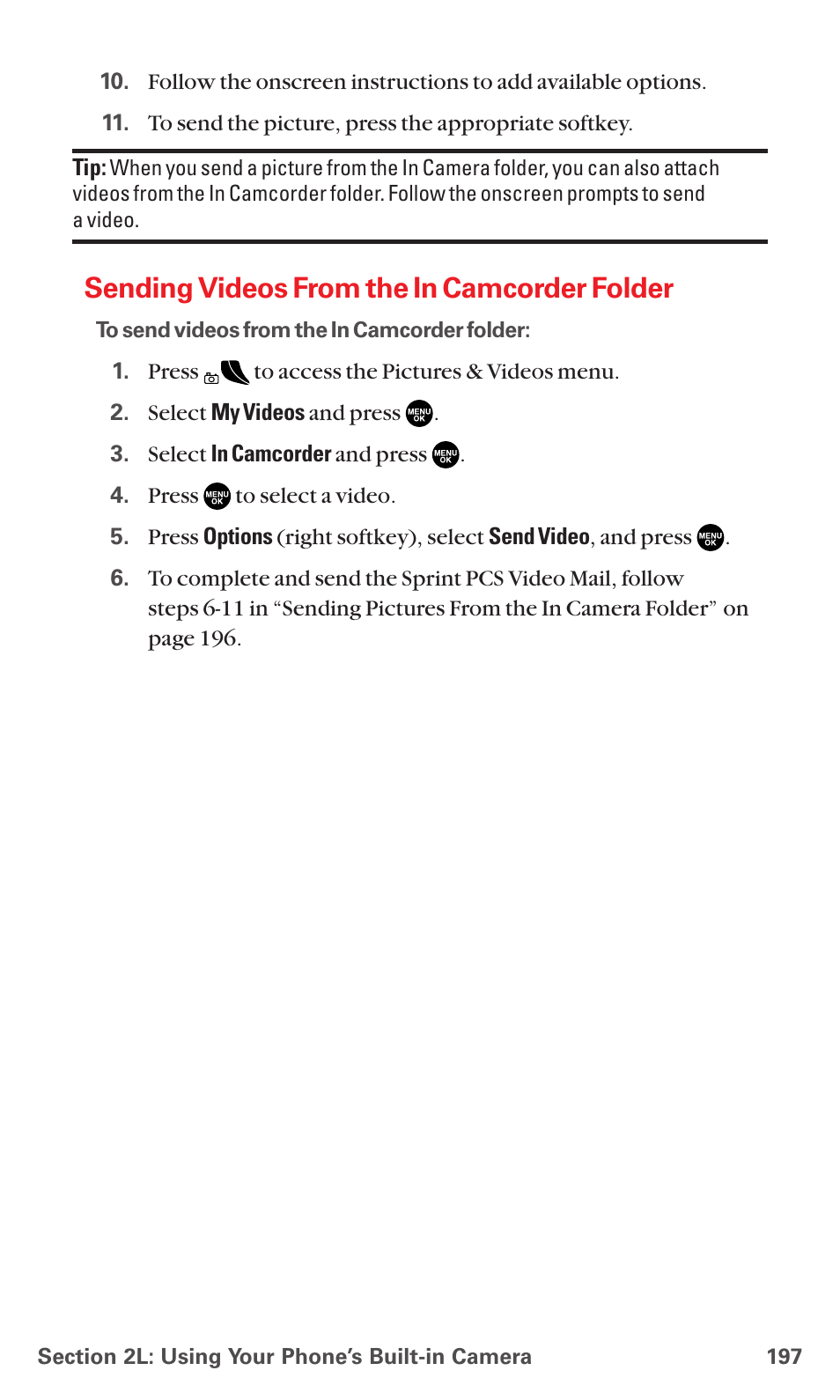 Sending videos from the in camcorder folder | Sanyo MM-5600 User Manual | Page 211 / 330