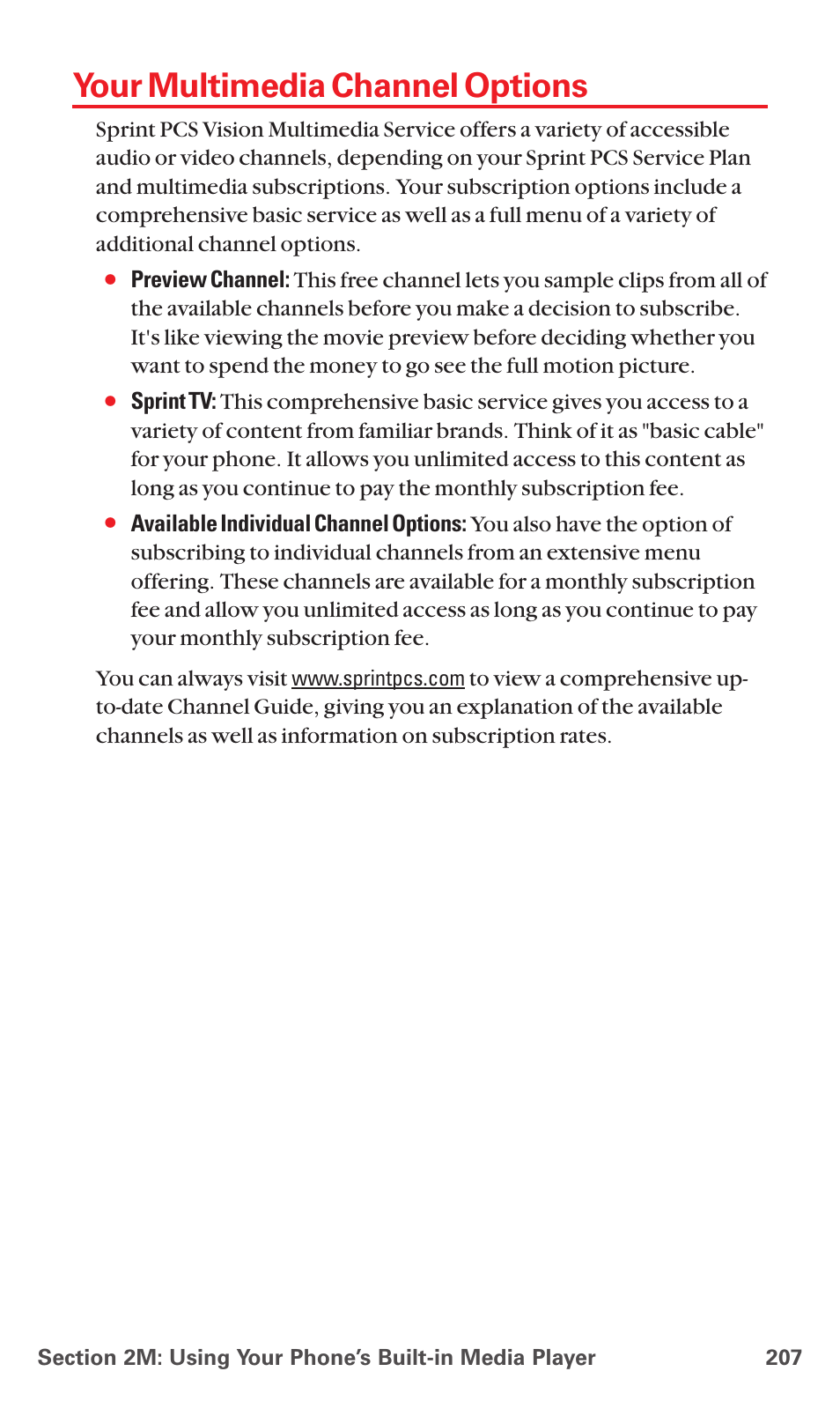 Your multimedia channel options | Sanyo MM-5600 User Manual | Page 221 / 330