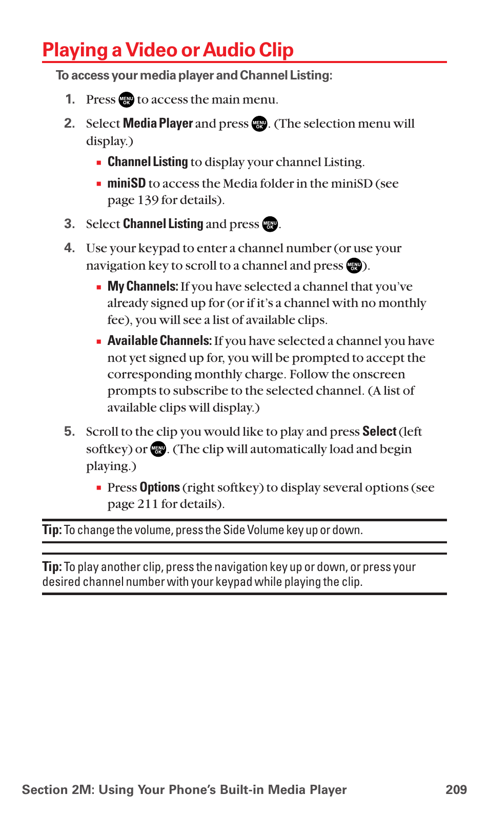 Playing a video or audio clip | Sanyo MM-5600 User Manual | Page 223 / 330