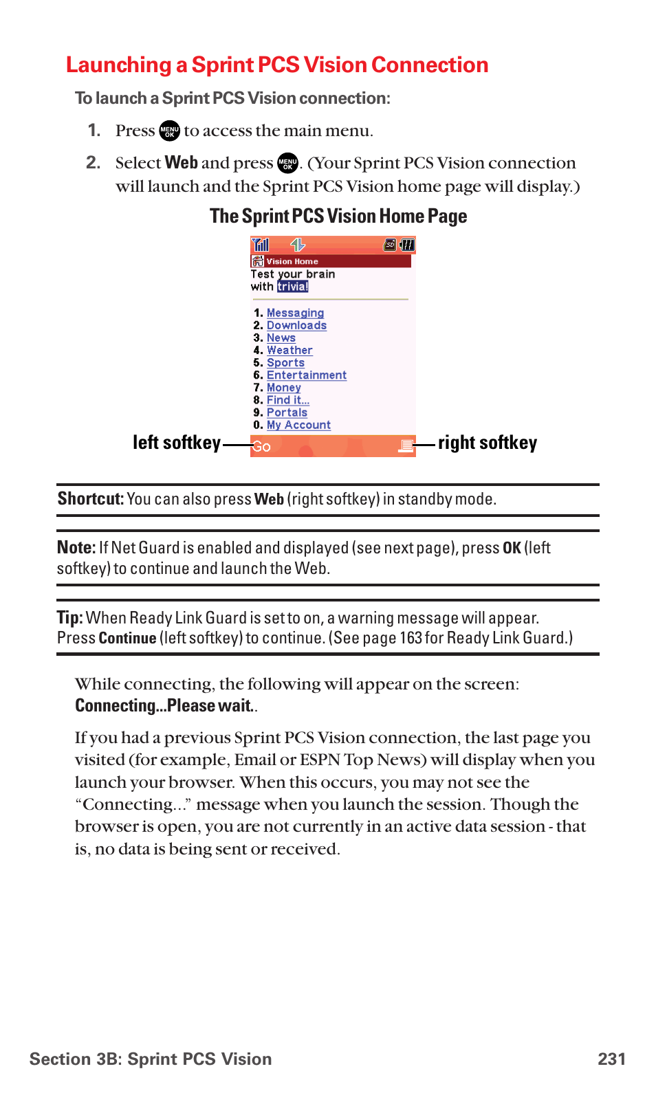 Launching a sprint pcs vision connection | Sanyo MM-5600 User Manual | Page 245 / 330