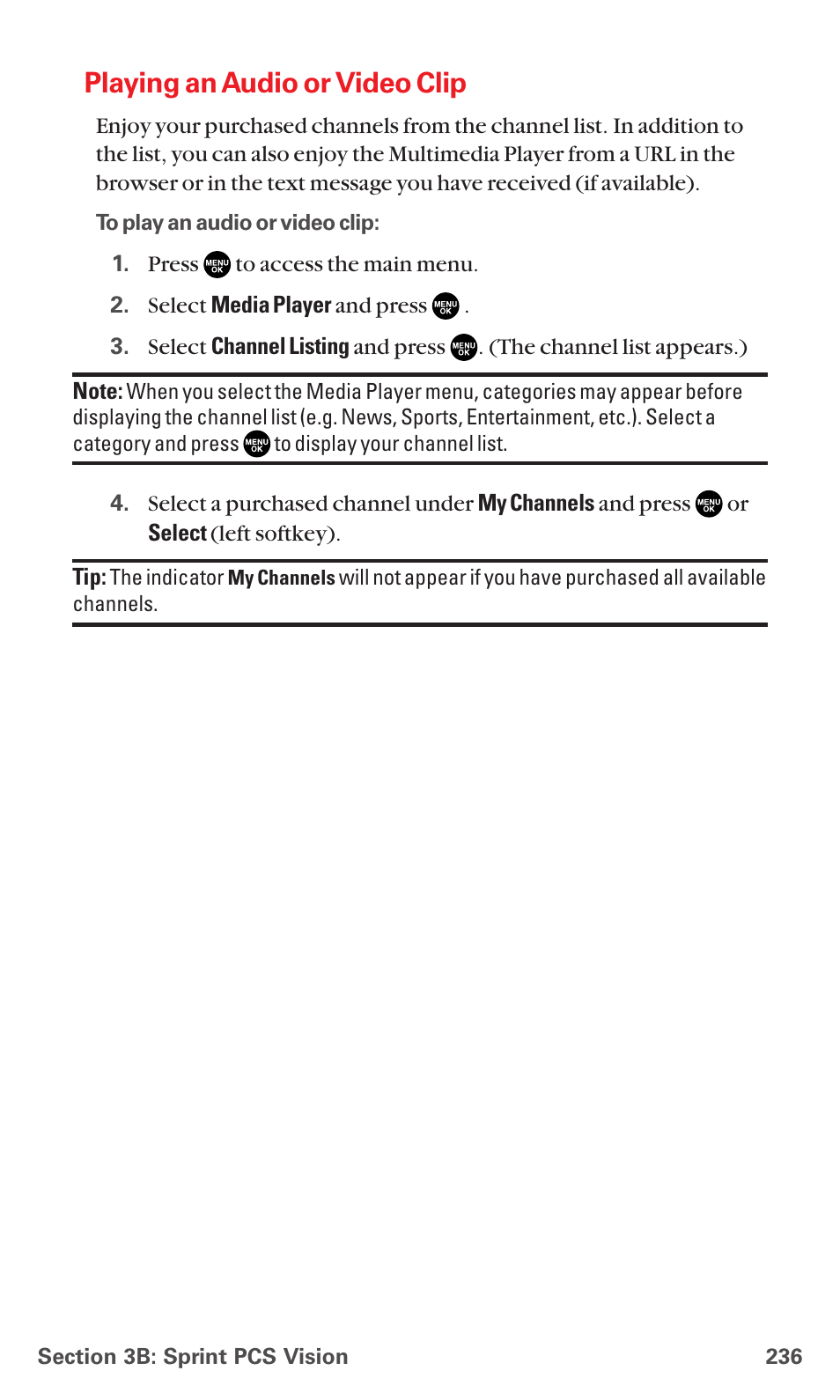 Playing an audio or video clip | Sanyo MM-5600 User Manual | Page 250 / 330