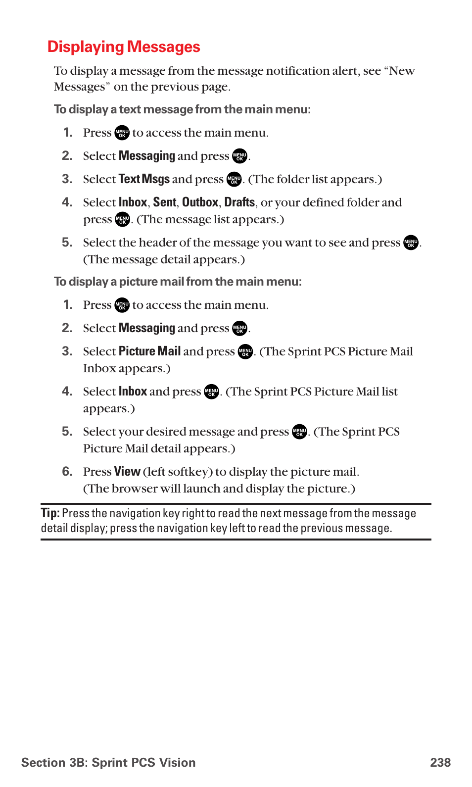 Displaying messages | Sanyo MM-5600 User Manual | Page 252 / 330