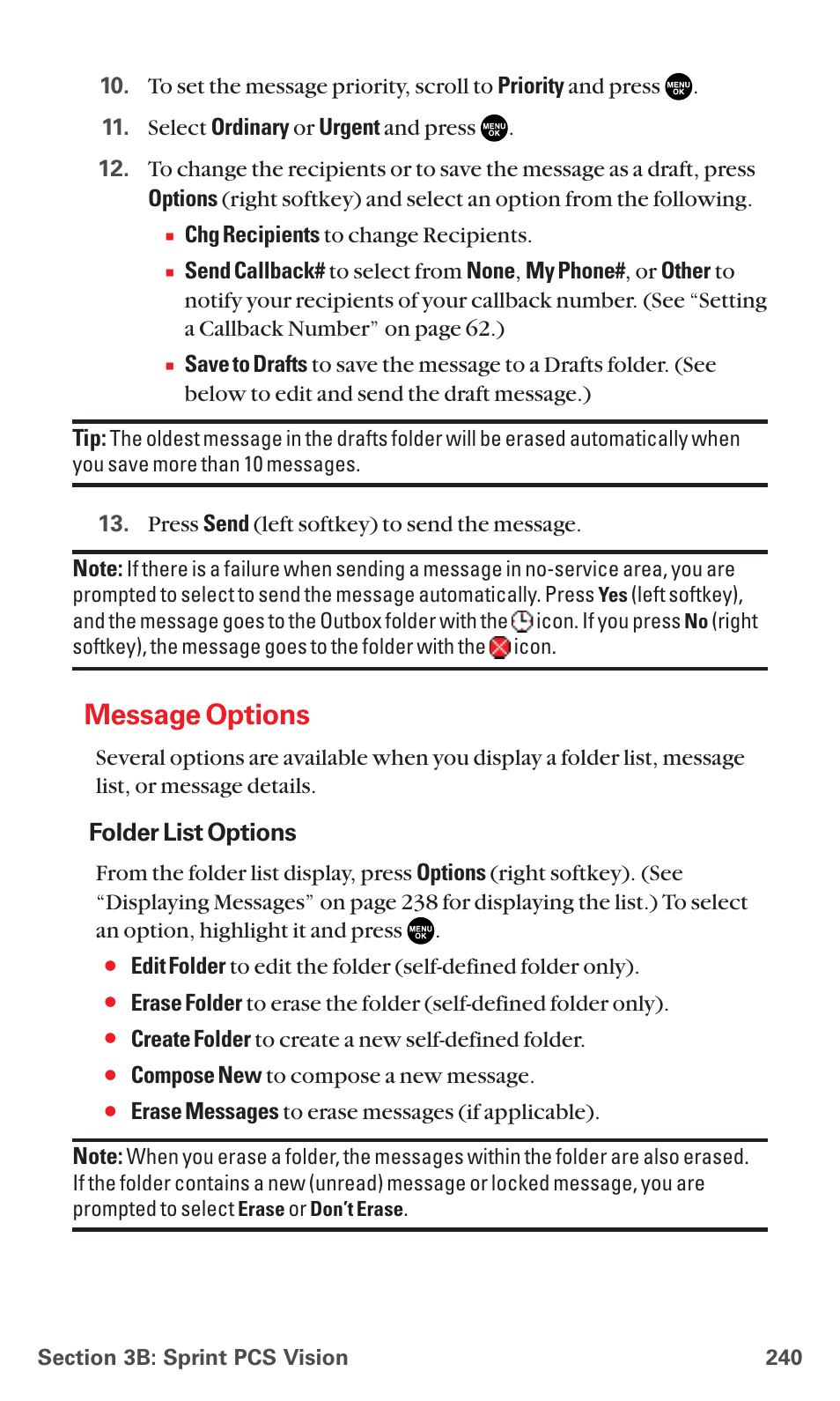 Message options | Sanyo MM-5600 User Manual | Page 254 / 330