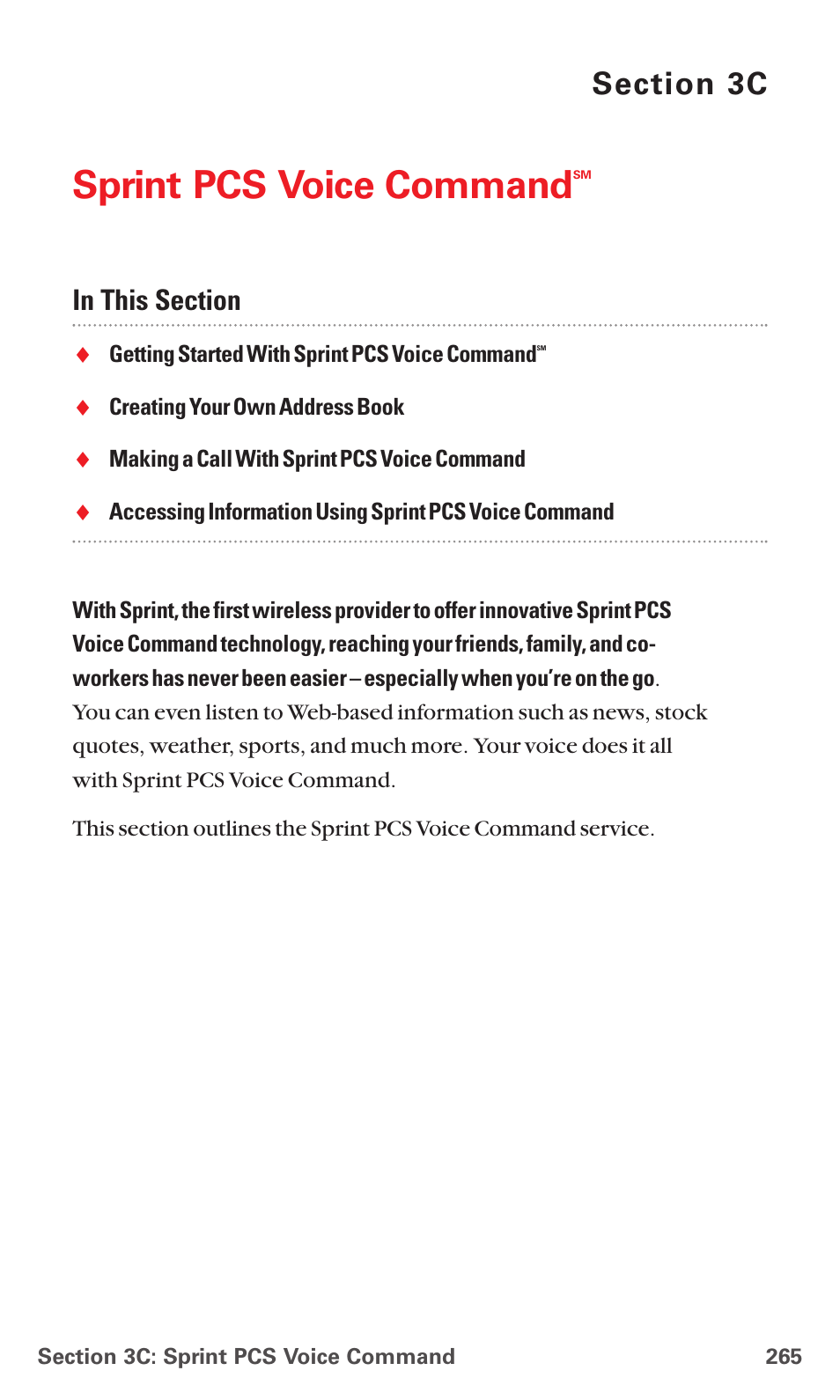 3c.sprint pcs voice command, Sprint pcs voice command | Sanyo MM-5600 User Manual | Page 279 / 330