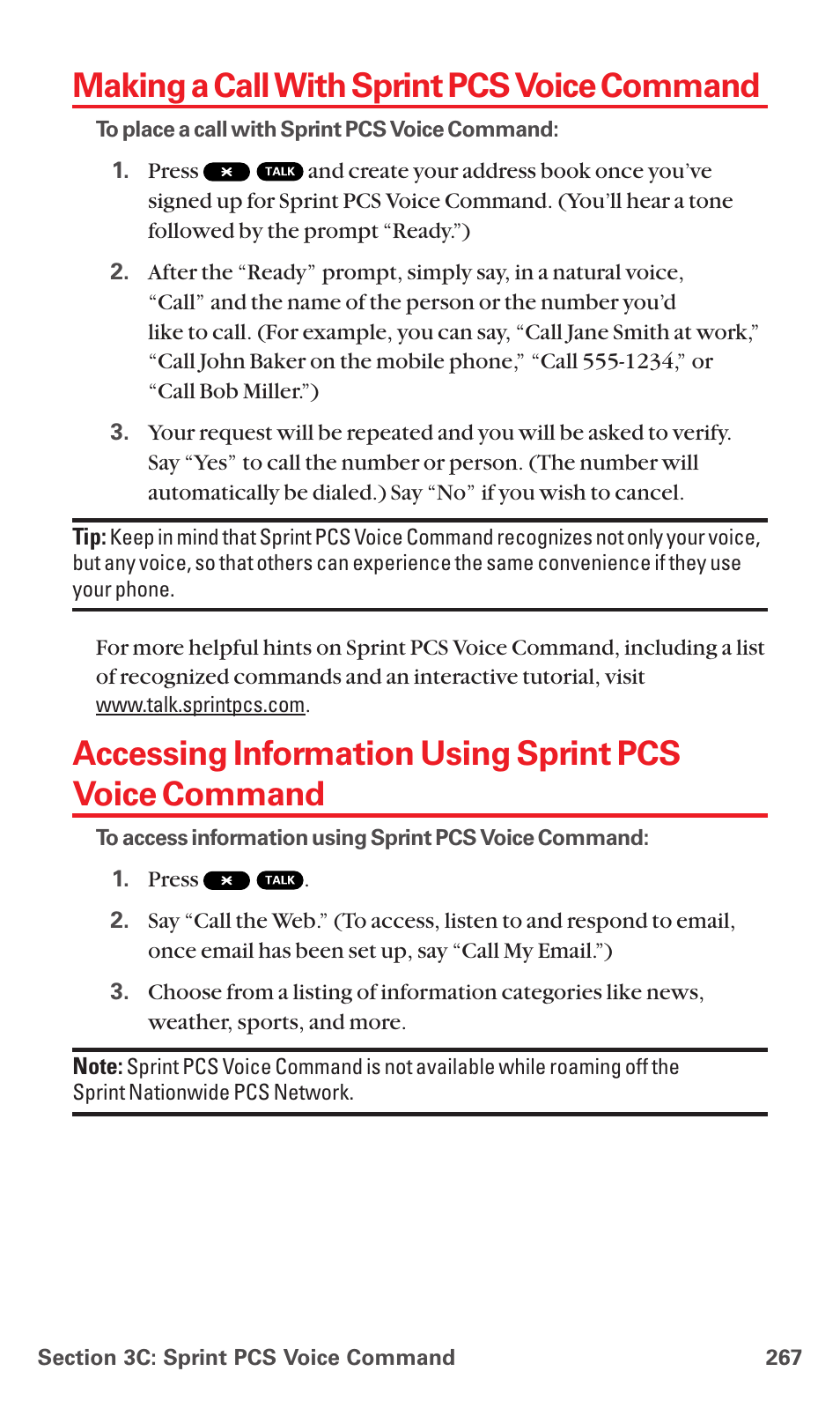Making a call with sprint pcs voice command | Sanyo MM-5600 User Manual | Page 281 / 330