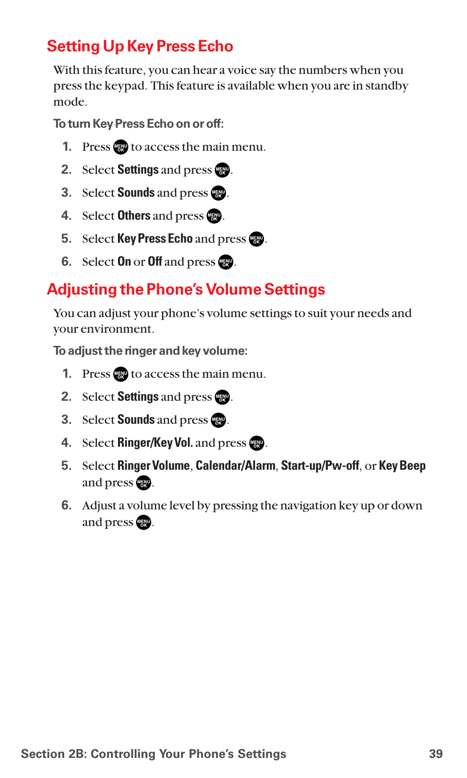 Setting up key press echo, Adjusting the phone’s volume settings | Sanyo MM-5600 User Manual | Page 53 / 330