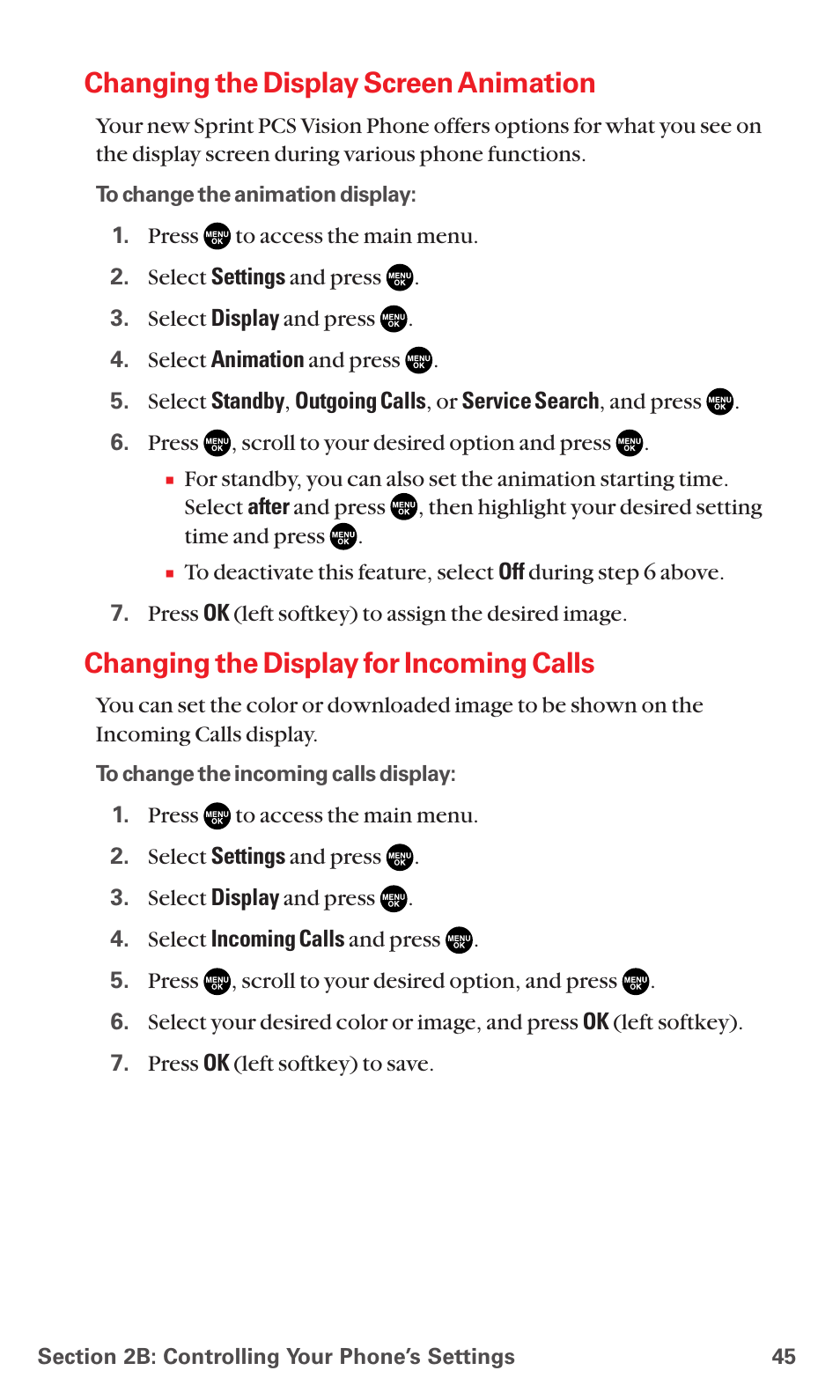 Changing the display screen animation, Changing the display for incoming calls | Sanyo MM-5600 User Manual | Page 59 / 330