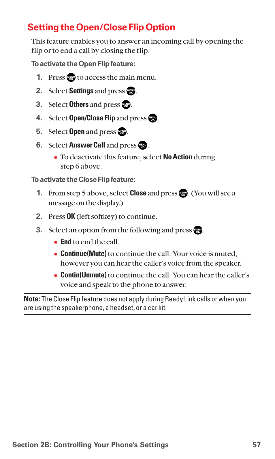 Setting the open/close flip option | Sanyo MM-5600 User Manual | Page 71 / 330