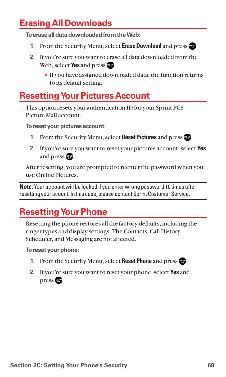 Erasing all downloads, Resetting your pictures account, Resetting your phone | Sanyo MM-5600 User Manual | Page 82 / 330
