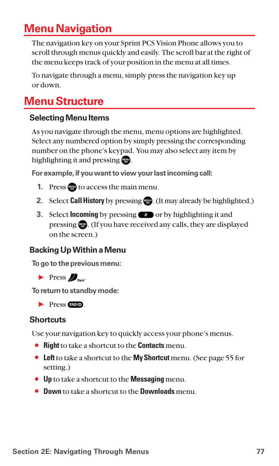 Menu navigation, Menu structure | Sanyo MM-5600 User Manual | Page 91 / 330