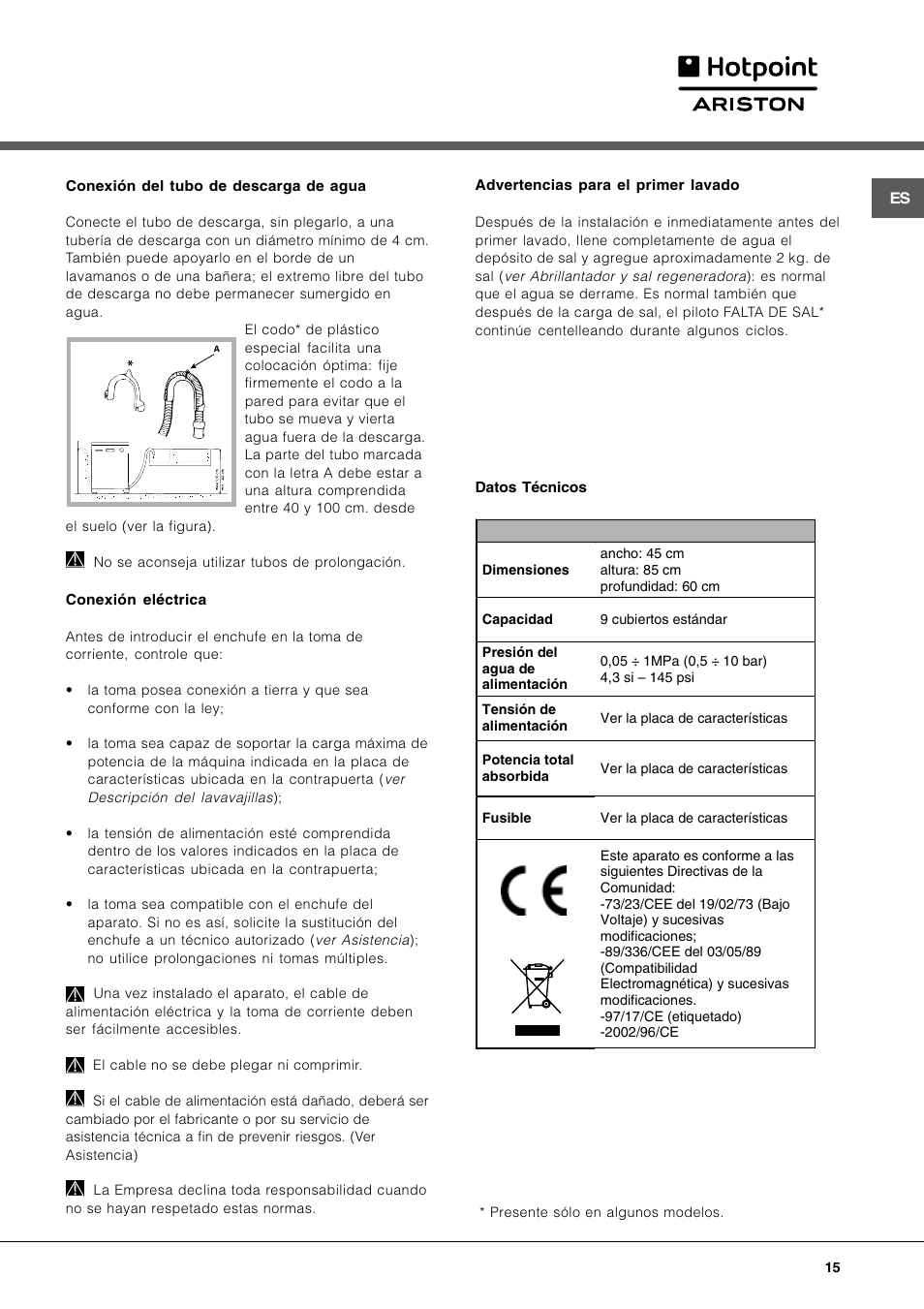 Hotpoint Ariston LL 40 User Manual | Page 15 / 60