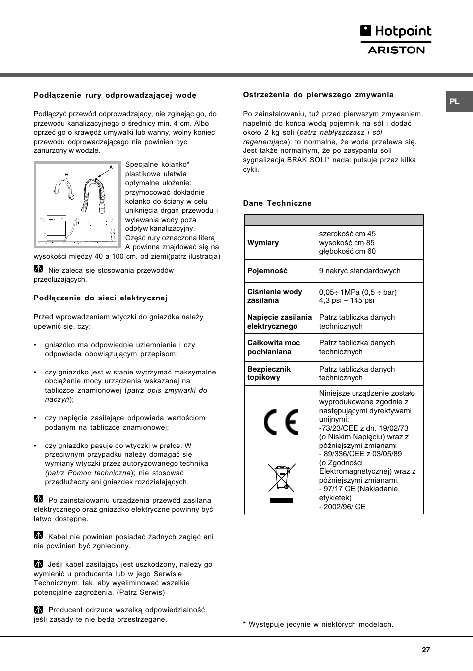 Hotpoint Ariston LL 40 User Manual | Page 27 / 60