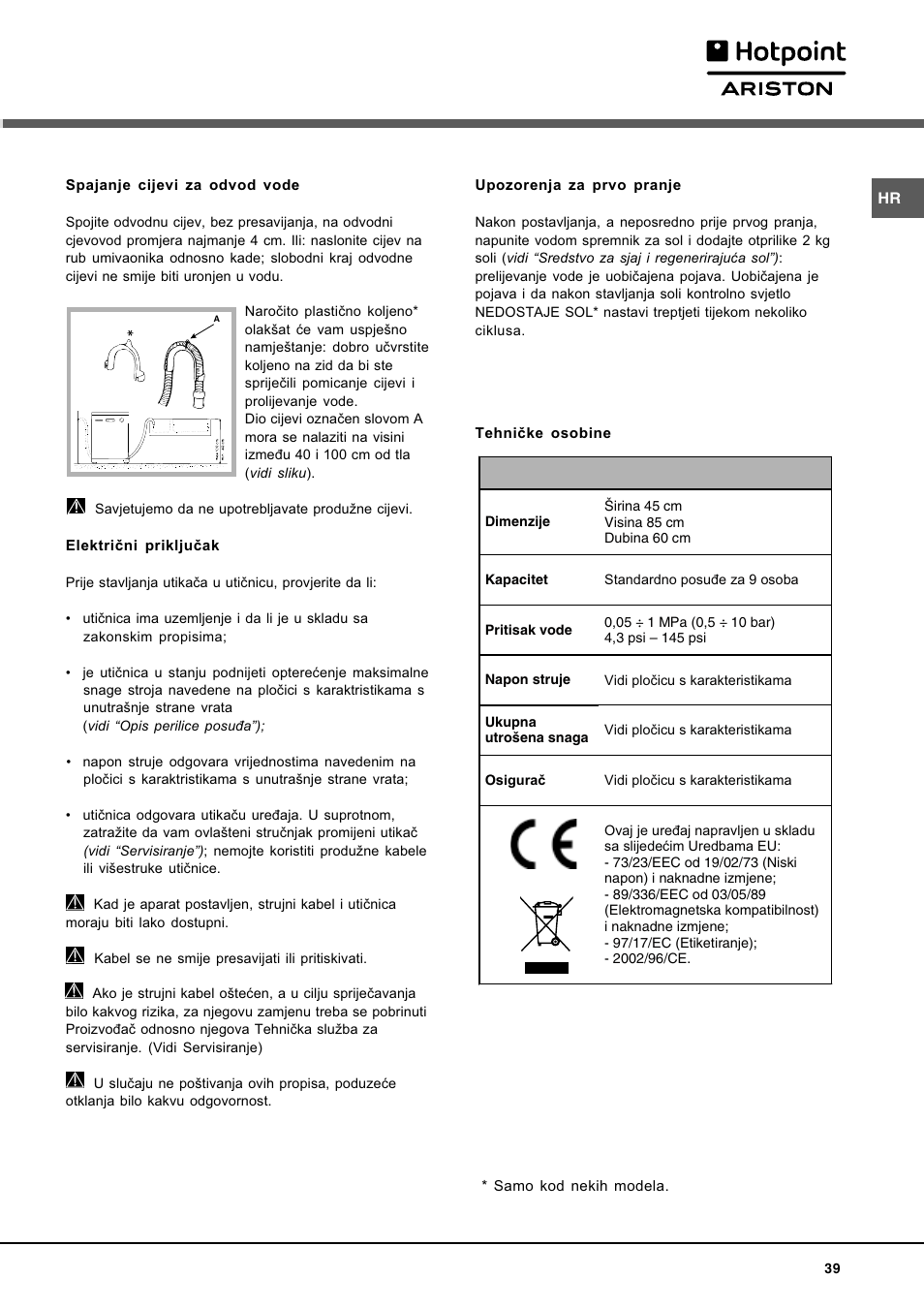 Hotpoint Ariston LL 40 User Manual | Page 39 / 60