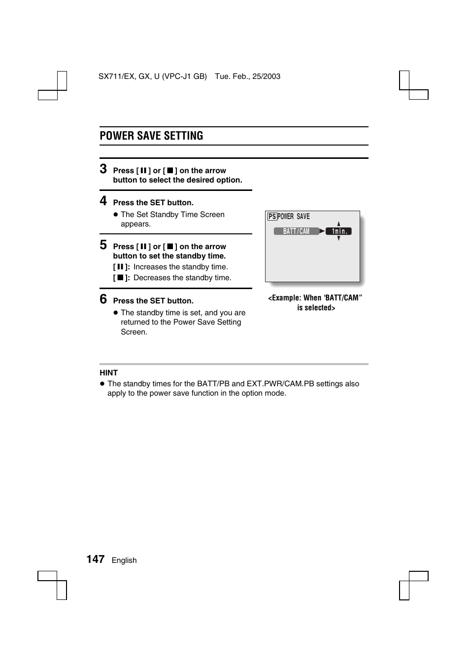 Power save setting | Sanyo Xacti VPC-J1EX User Manual | Page 150 / 202