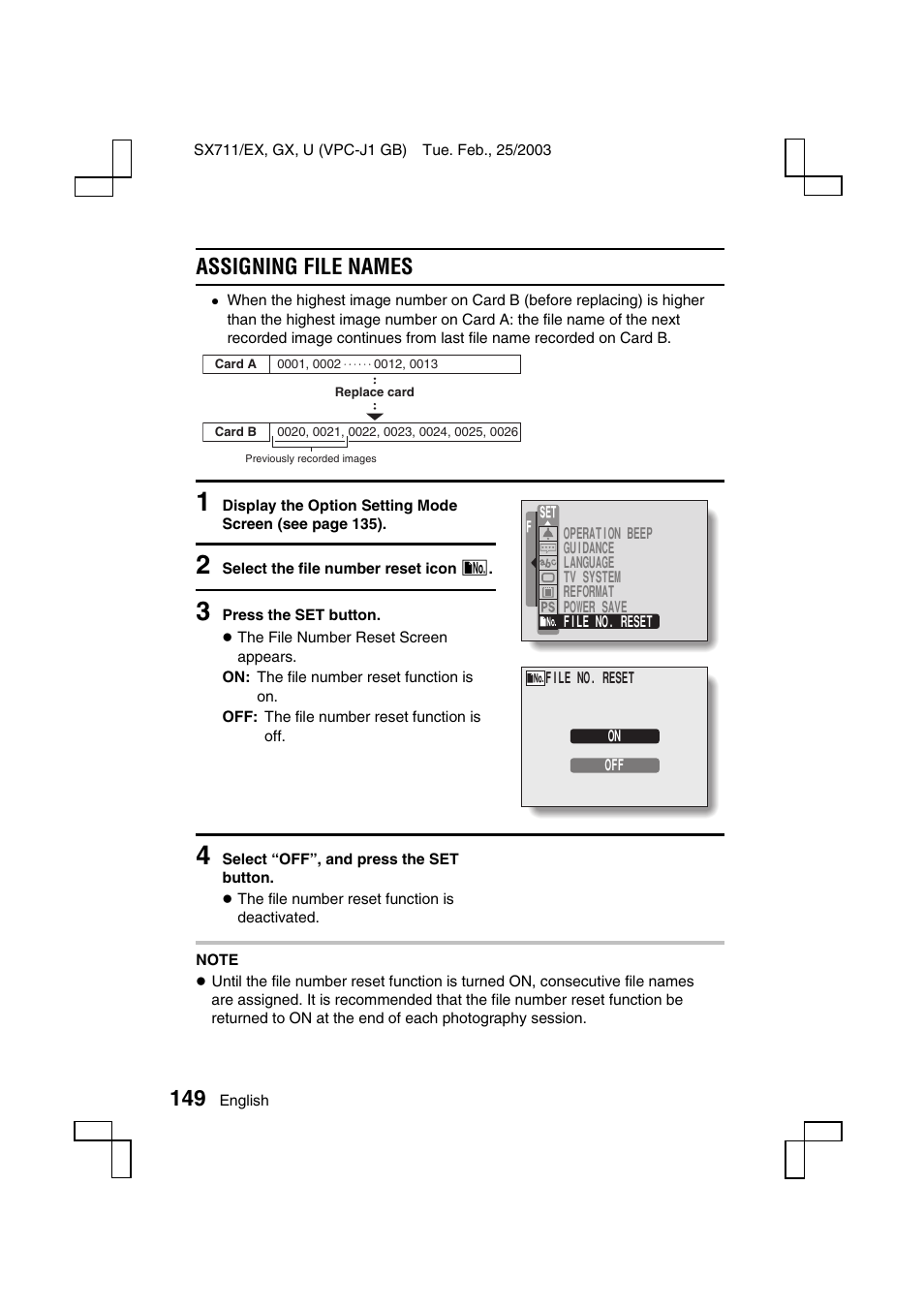 Assigning file names | Sanyo Xacti VPC-J1EX User Manual | Page 152 / 202