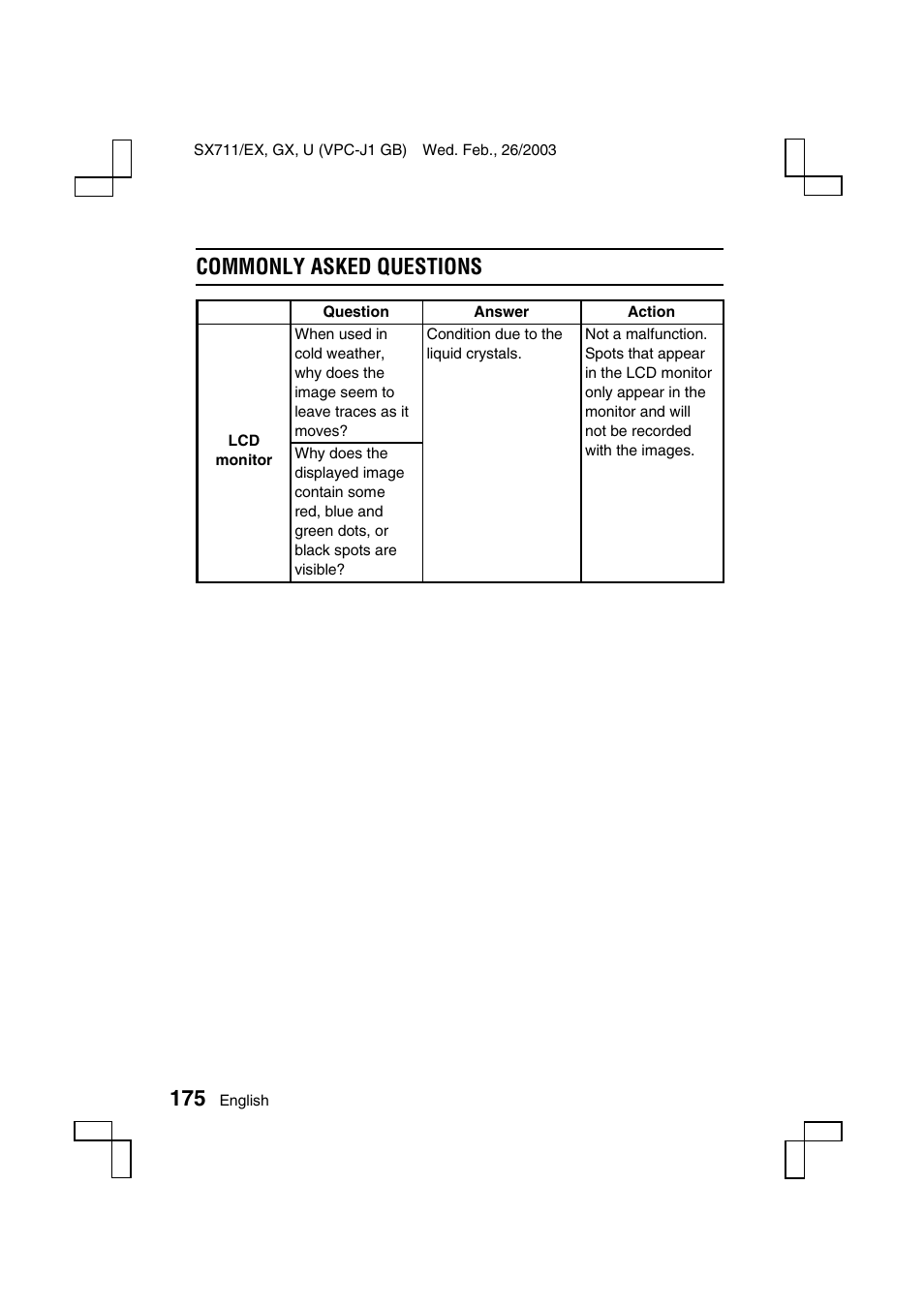 Commonly asked questions | Sanyo Xacti VPC-J1EX User Manual | Page 178 / 202