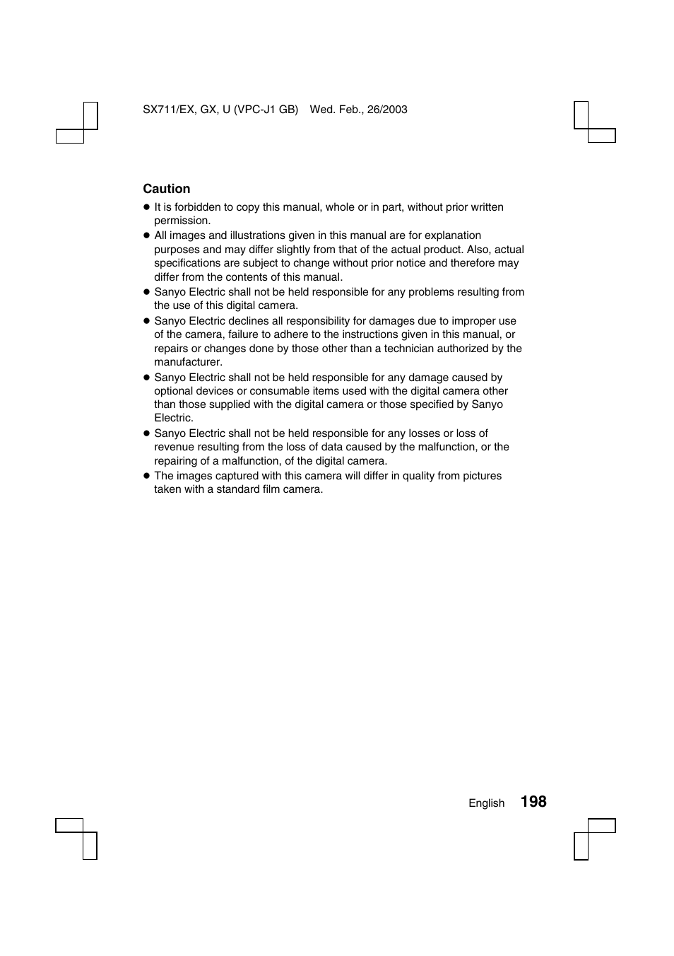 Sanyo Xacti VPC-J1EX User Manual | Page 201 / 202