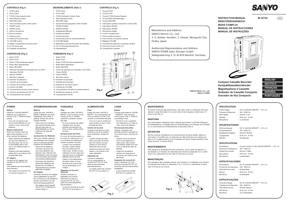 Sanyo M-1075C User Manual | 2 pages