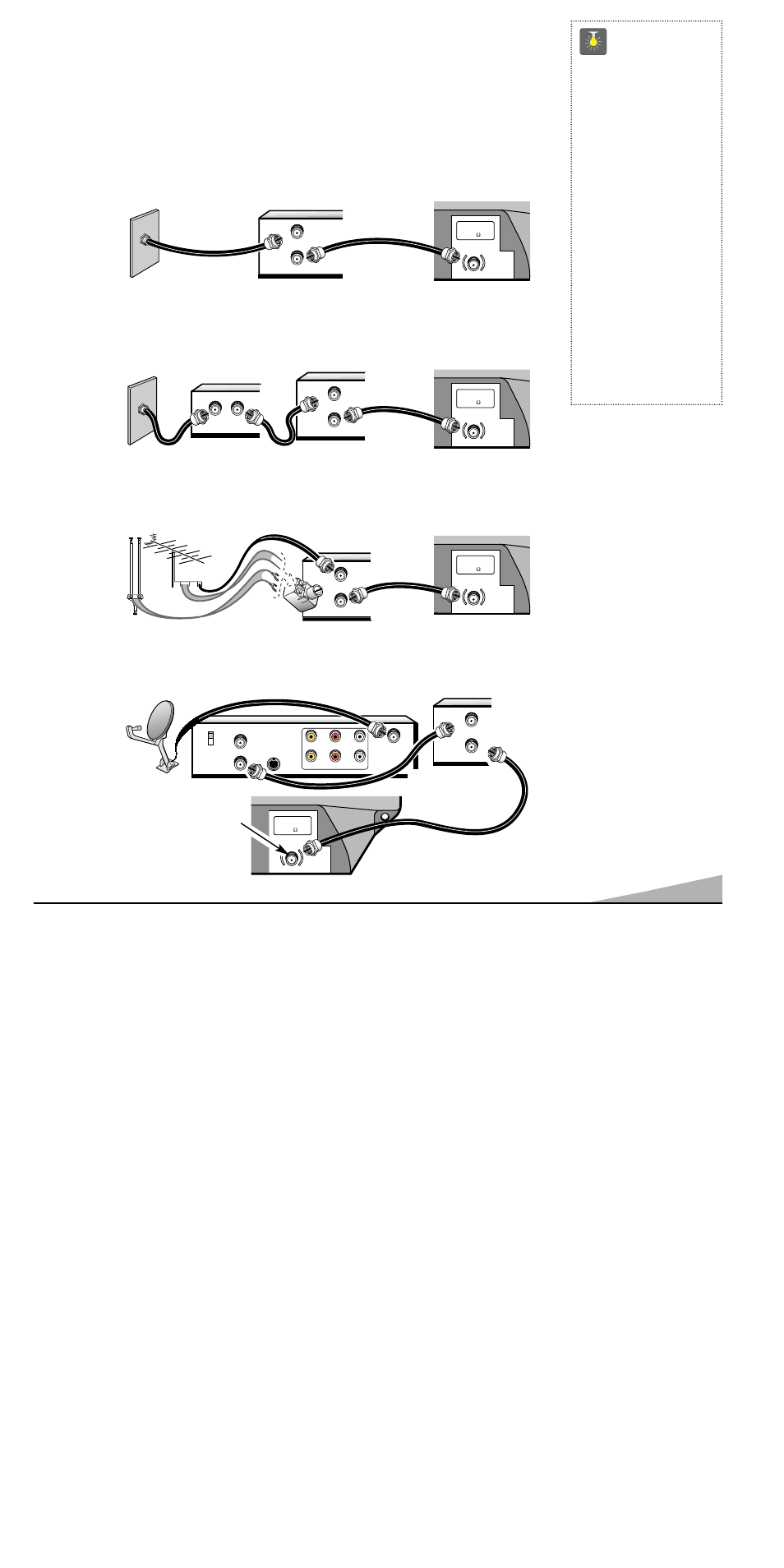 Méthodes de branchement de base, Conseils, Télé par câble avec magnétoscope et télécouleur | Sanyo DS13390 User Manual | Page 17 / 44