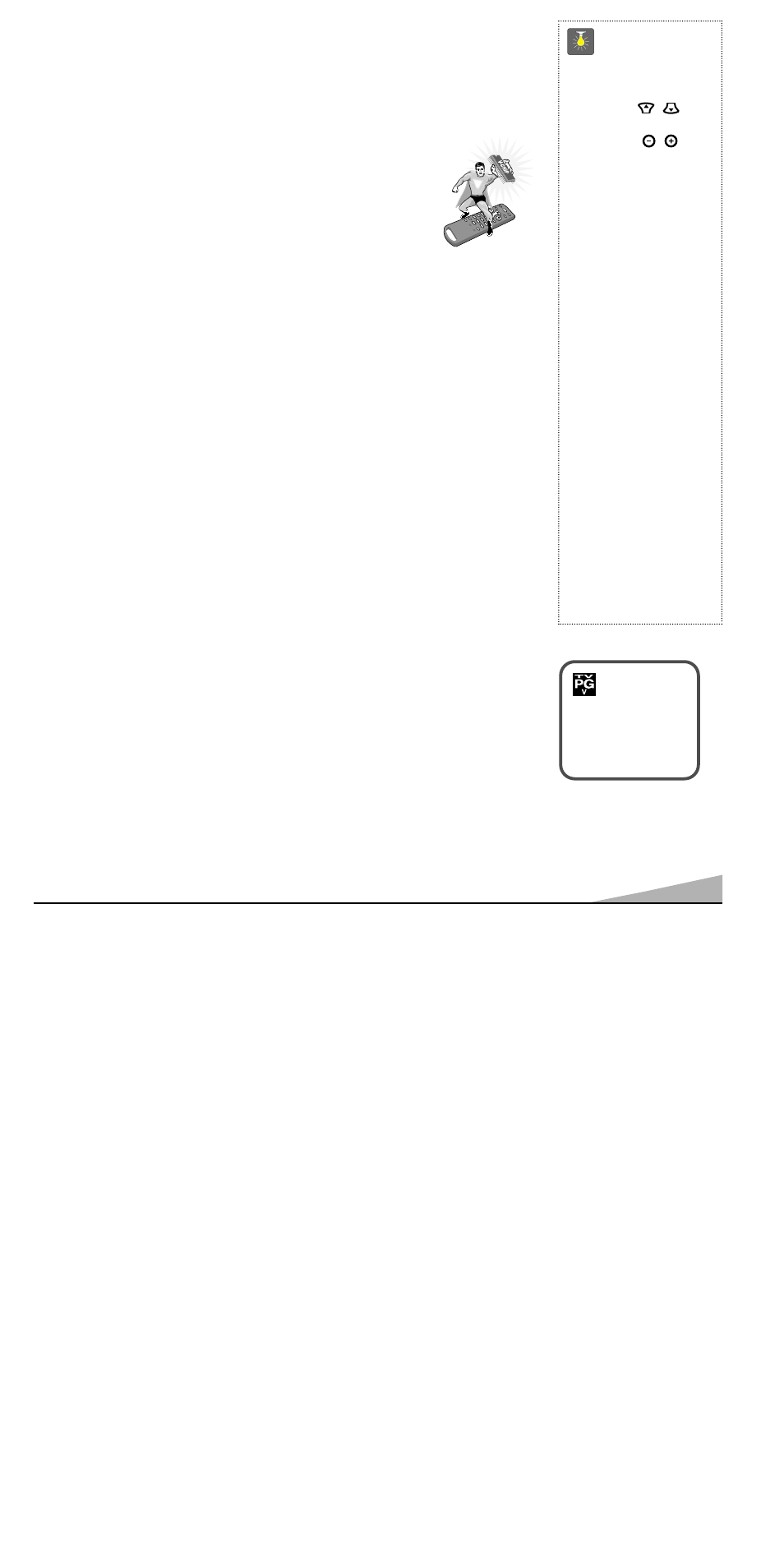 Informacíon de guía-v, Tipos de programacion que reciben clasificación, Consejos rápidos | Use las teclas de, Y las teclas de, Necesita ayuda, C 34 | Sanyo DS13390 User Manual | Page 37 / 44