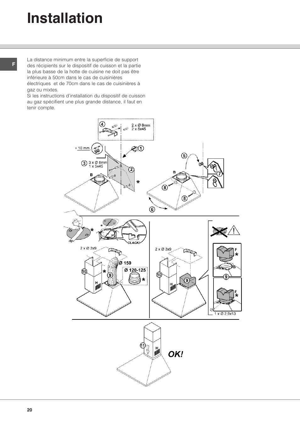 Installation | Hotpoint Ariston HL 61 IX User Manual | Page 20 / 64