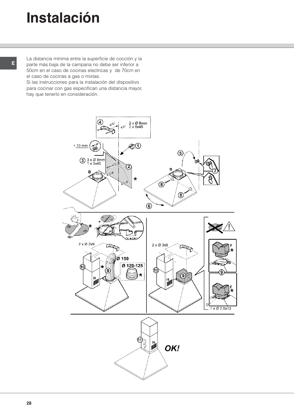 Instalación | Hotpoint Ariston HL 61 IX User Manual | Page 28 / 64