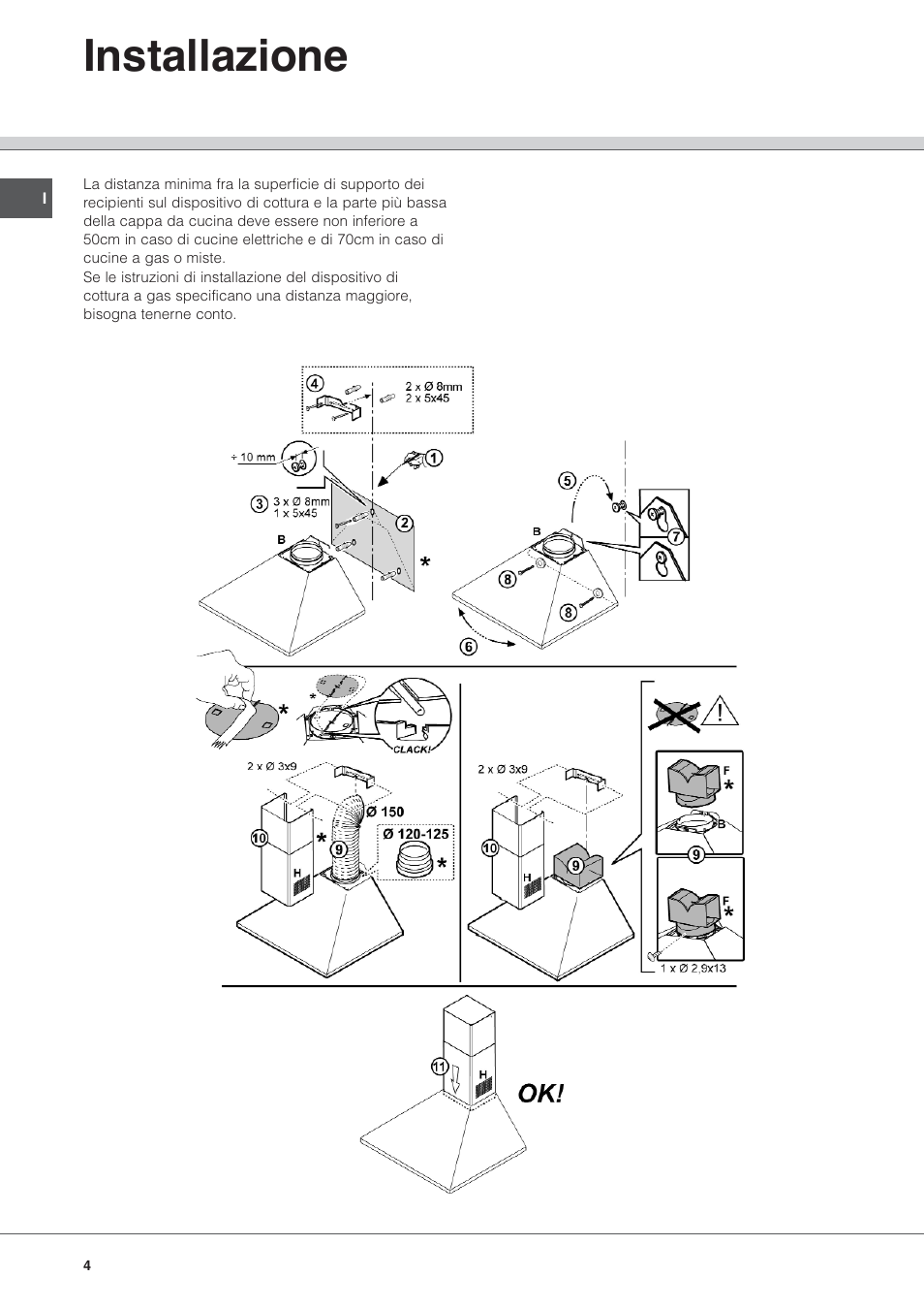 Installazione | Hotpoint Ariston HL 61 IX User Manual | Page 4 / 64