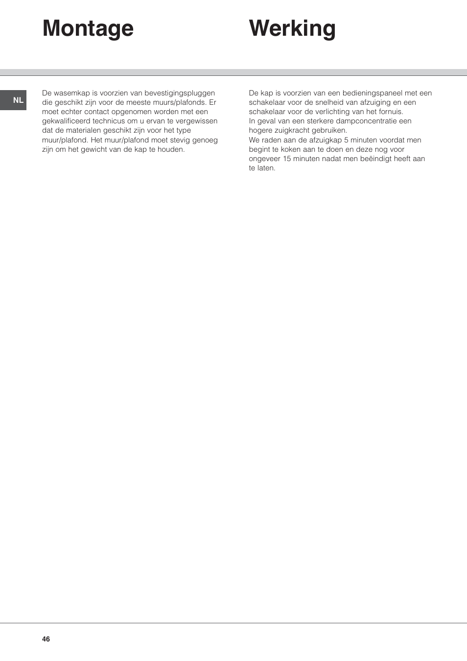 Montage werking | Hotpoint Ariston HL 61 IX User Manual | Page 46 / 64