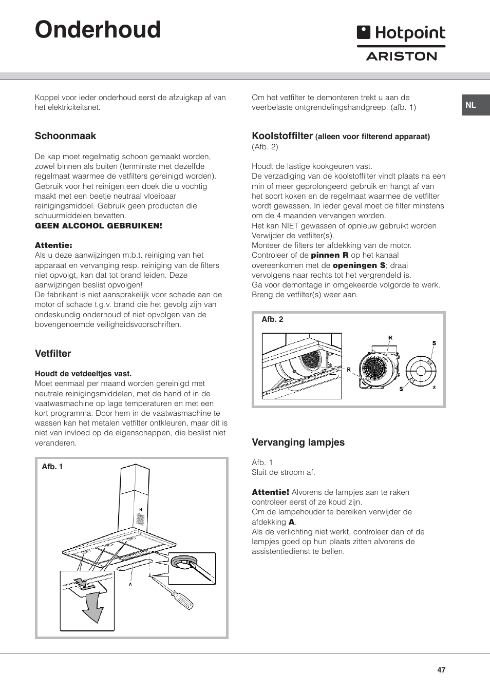 Onderhoud | Hotpoint Ariston HL 61 IX User Manual | Page 47 / 64