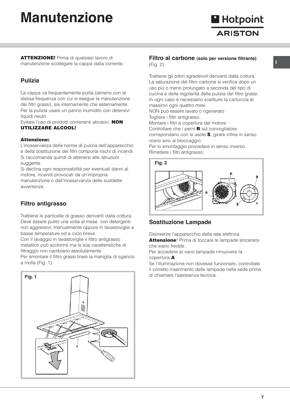 Manutenzione | Hotpoint Ariston HL 61 IX User Manual | Page 7 / 64