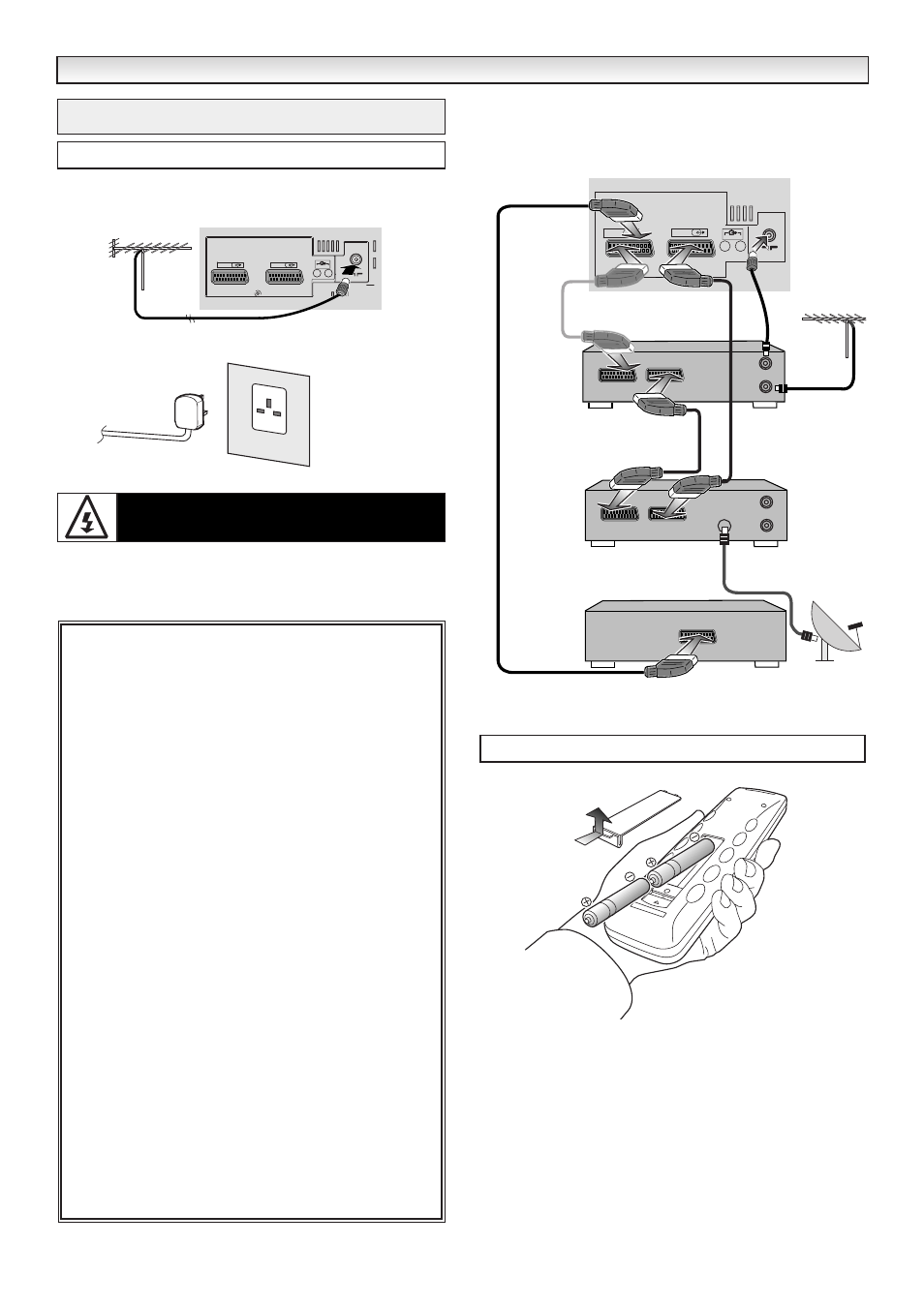 Inst, Inst alla alla tion tion, Step : 1 connections ( essential) | Step : 2, Remote control battery installation | Sanyo CE32DFN2-B User Manual | Page 3 / 20