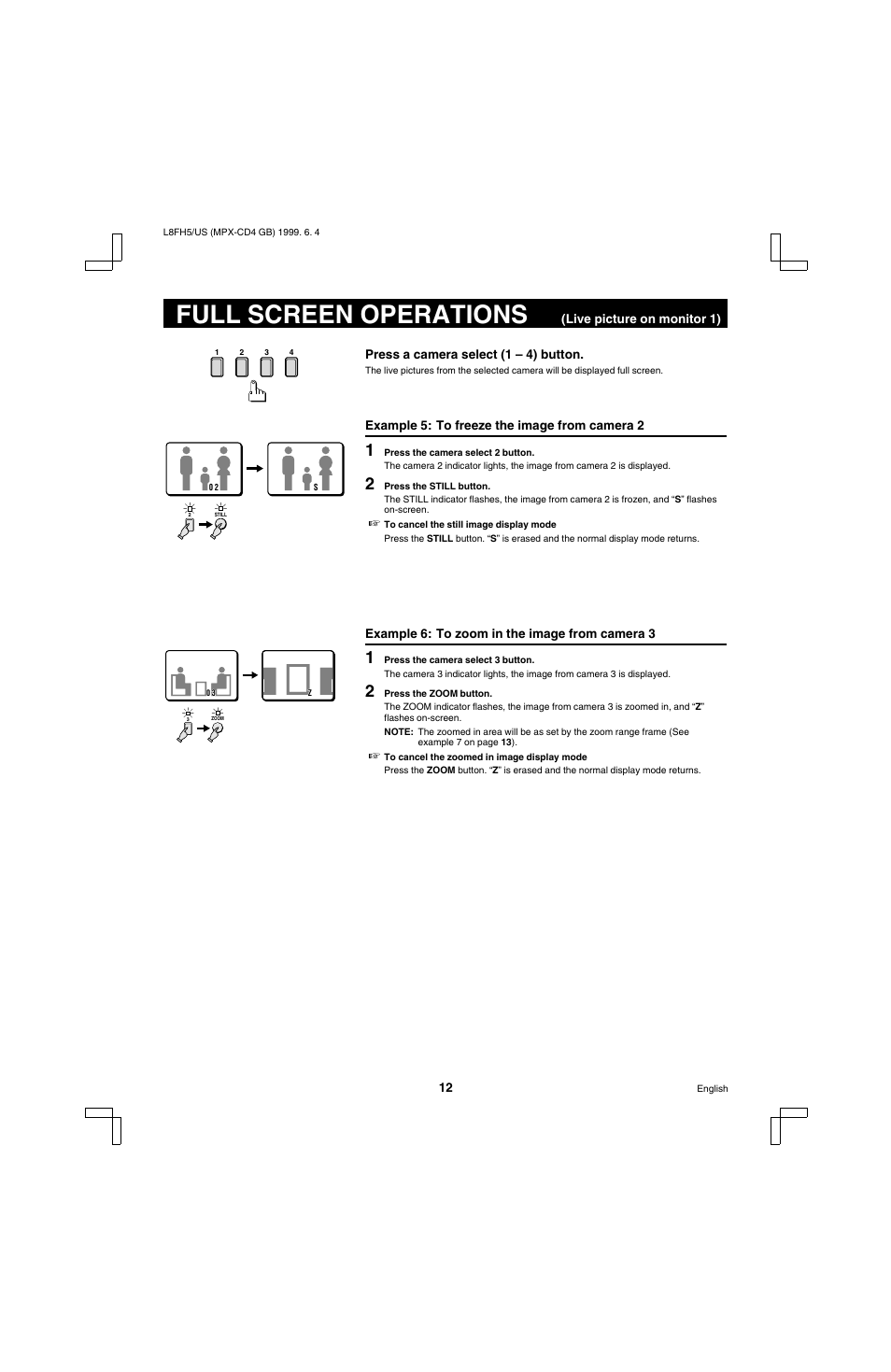 Full screen operations | Sanyo MPX-MD4 User Manual | Page 13 / 41