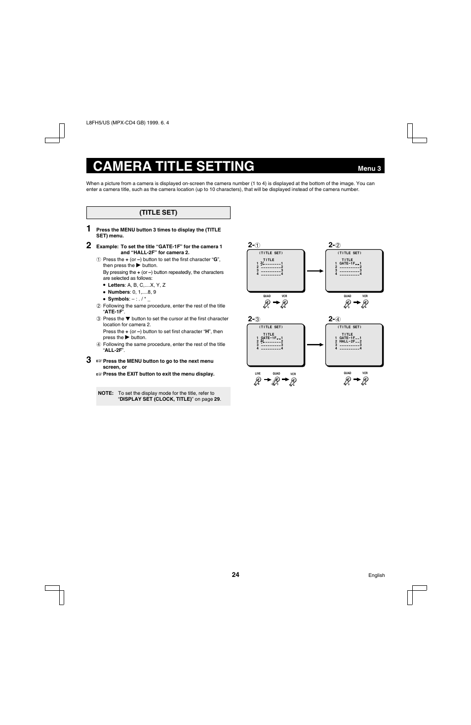 Camera title setting | Sanyo MPX-MD4 User Manual | Page 25 / 41