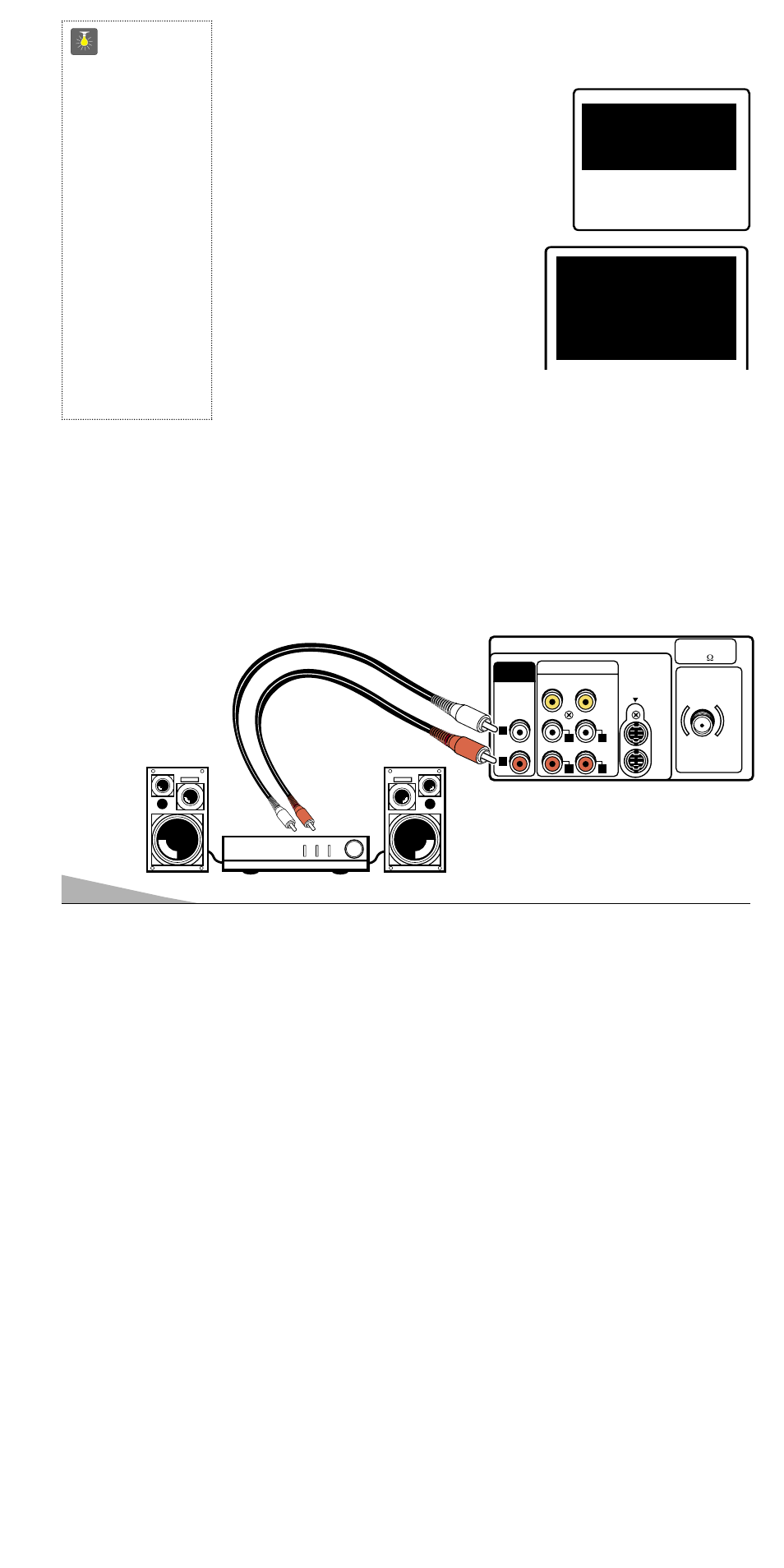 Using the audio output jacks, Reset ting the tv, Quicktips | Sanyo AVM-3651G User Manual | Page 12 / 44