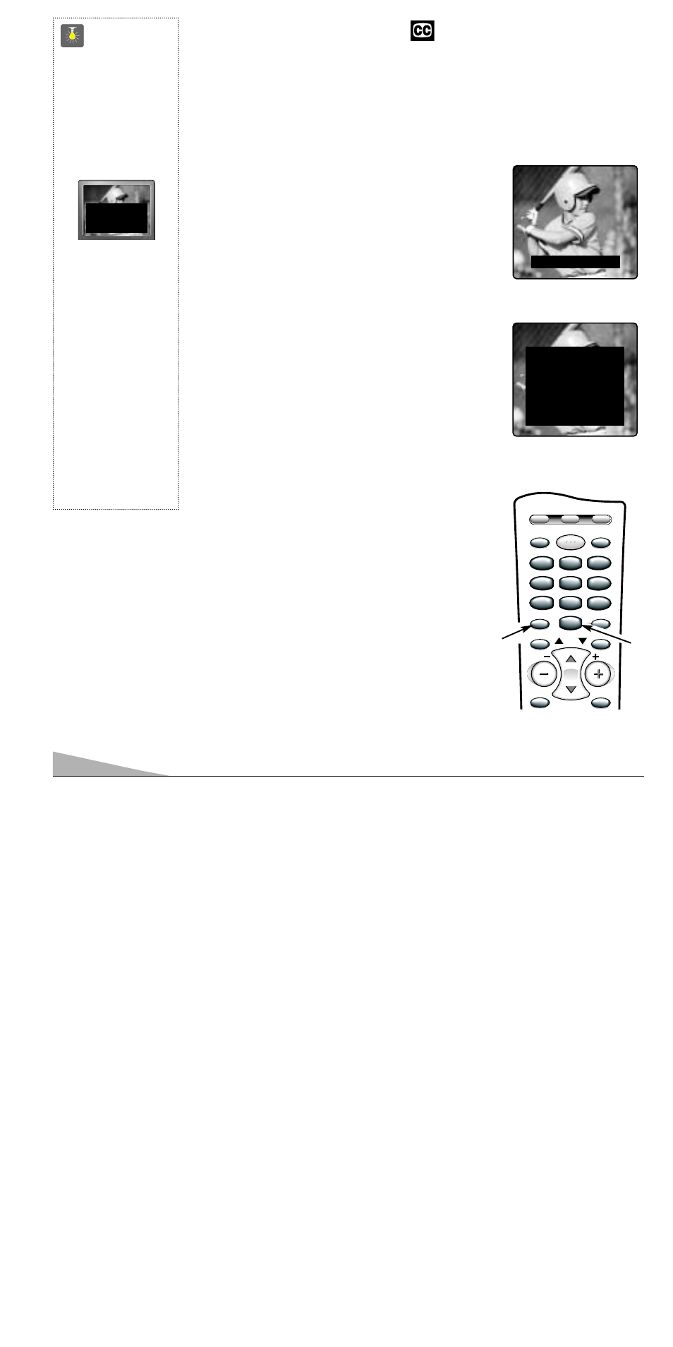 Closed-captioning, Quicktips | Sanyo AVM-3651G User Manual | Page 14 / 44