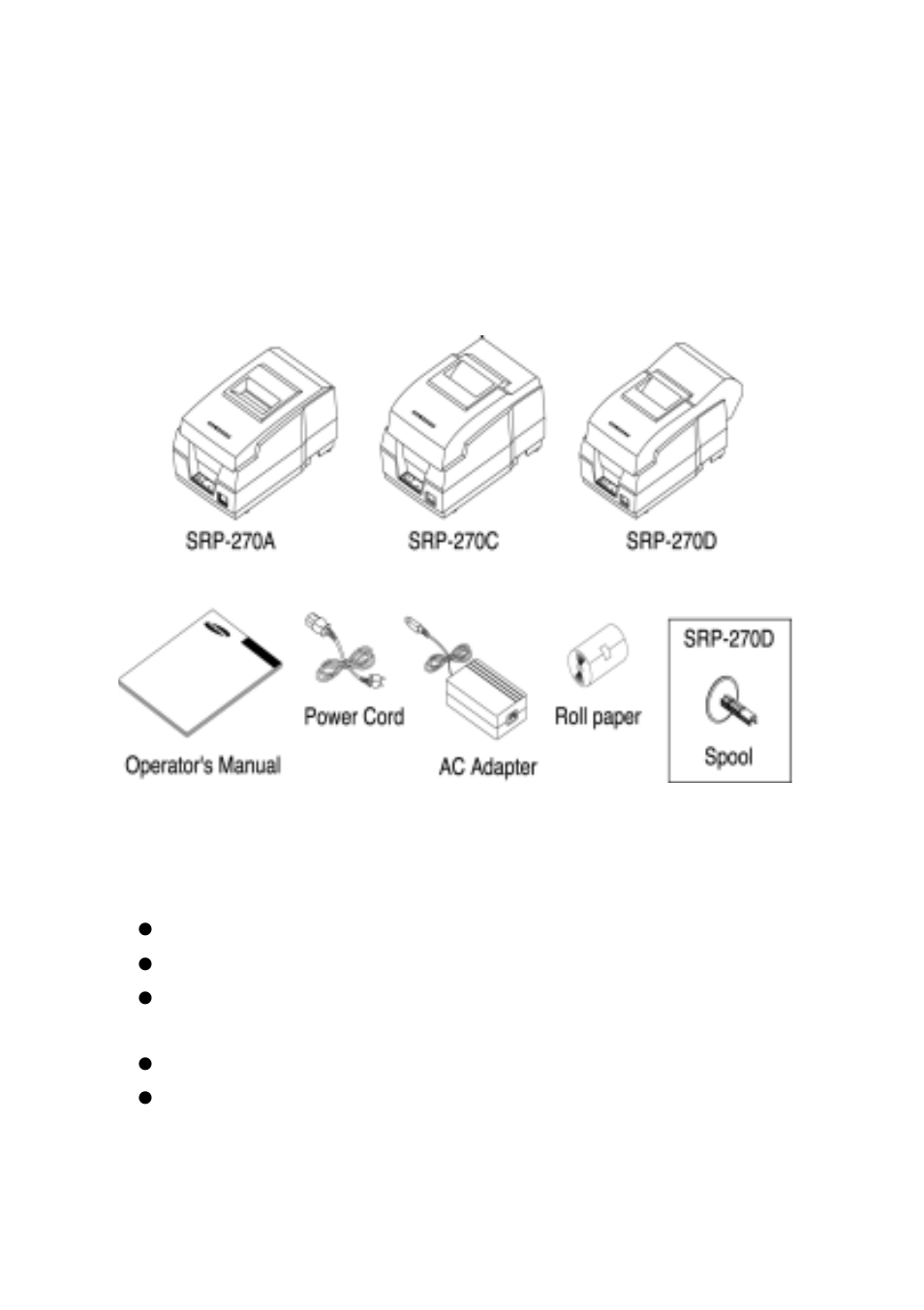 Chapter 1. unpacking, 1. checking the contents of the printer box, 2. installing the printer | Sanyo SRP-270 User Manual | Page 4 / 37